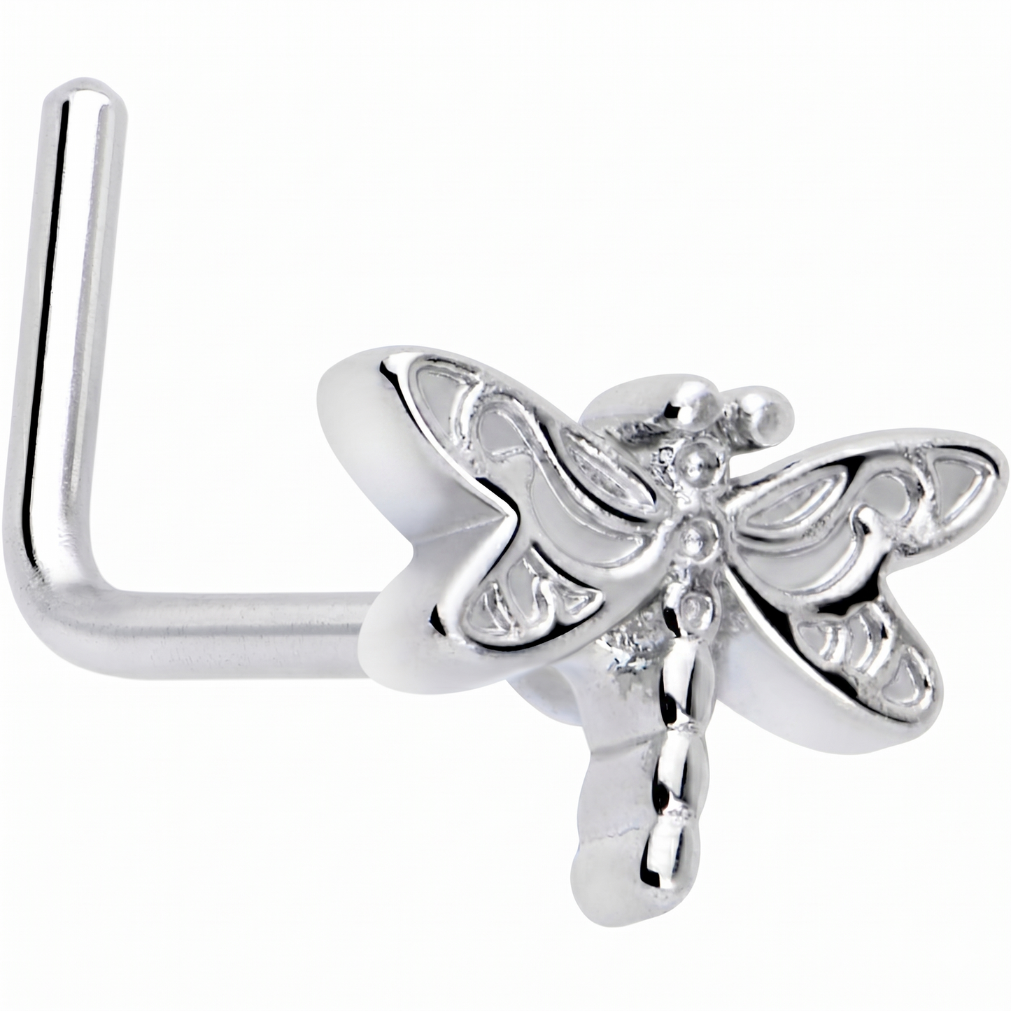 20G 7mm Dragonfly Colors L Shape Nose Ring