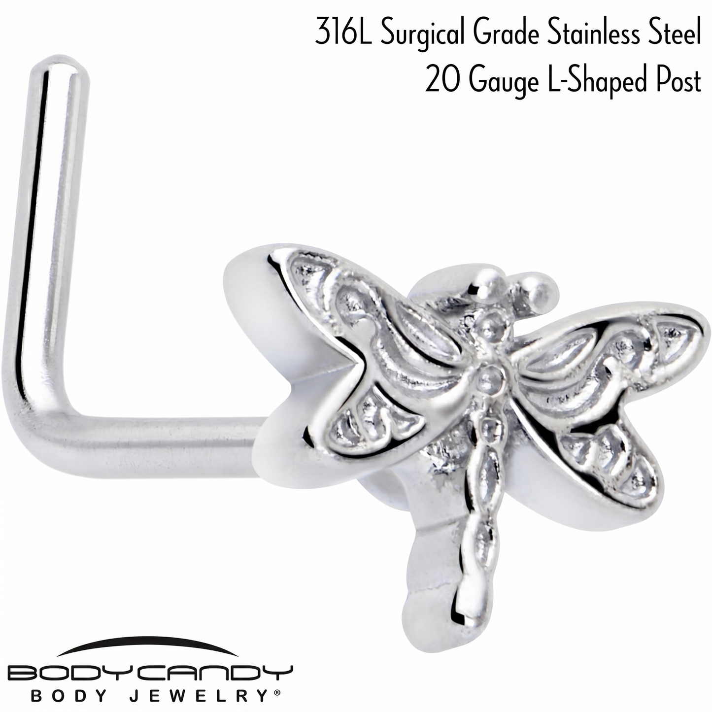 20G 7mm Dragonfly Colors L Shape Nose Ring