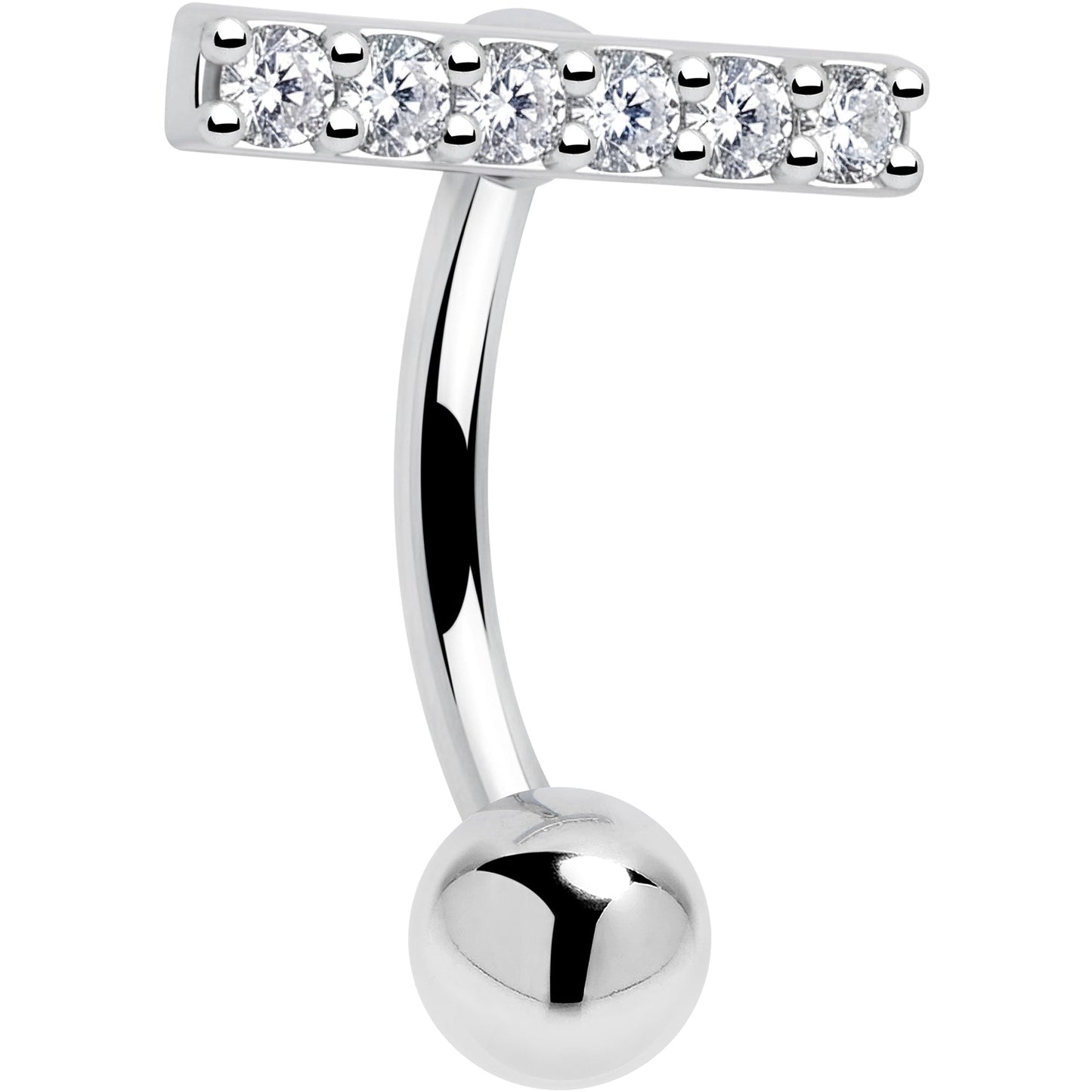 Clear CZ Gem Luxe Bar Belly Ring