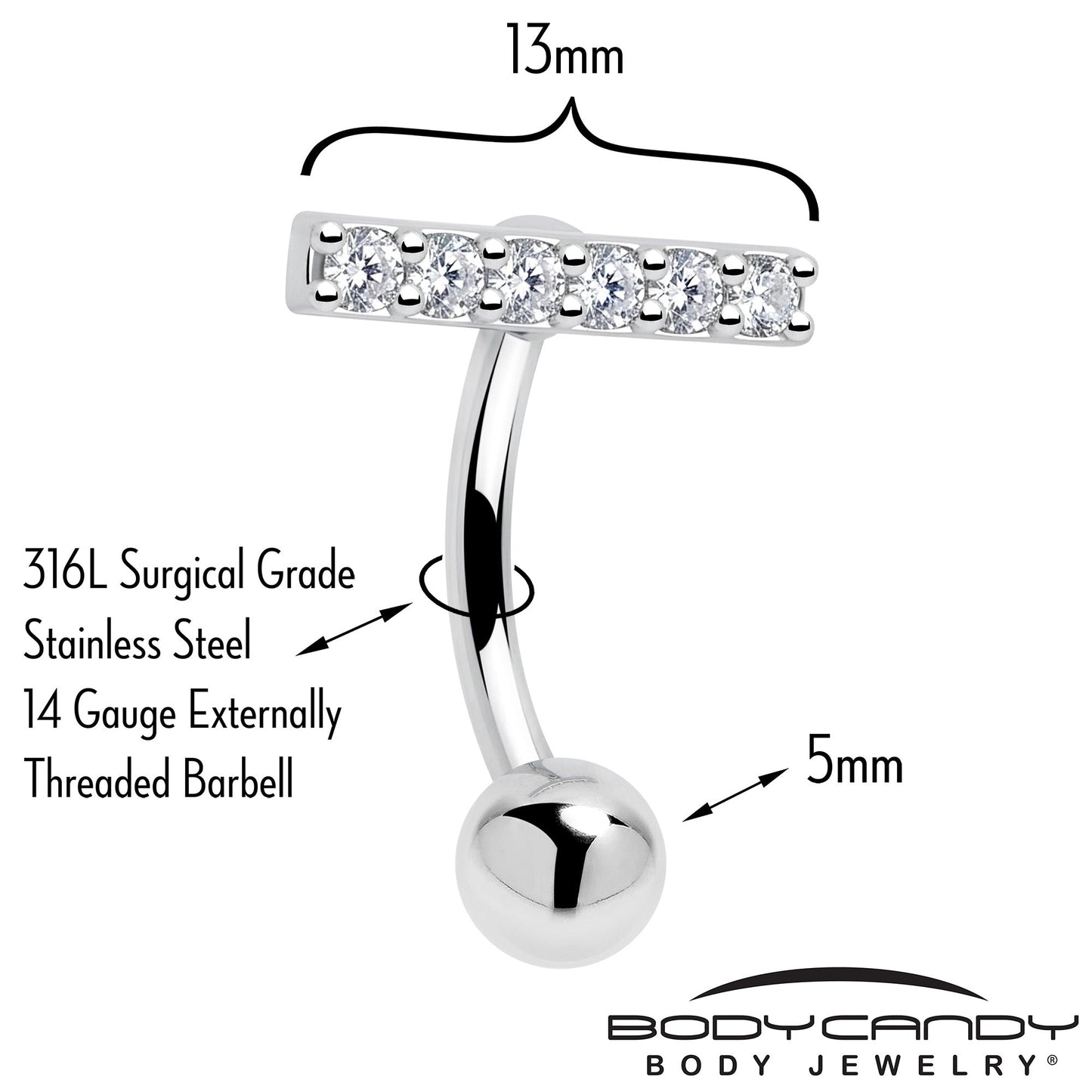 Clear CZ Gem Luxe Bar Belly Ring