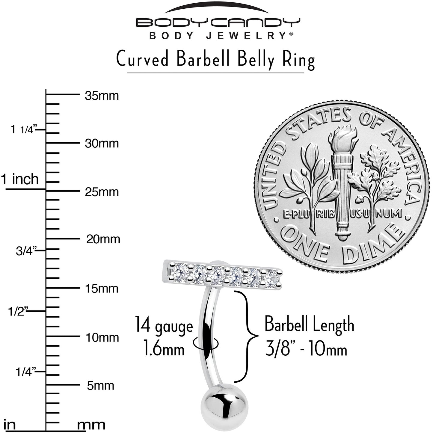 Clear CZ Gem Luxe Bar Belly Ring
