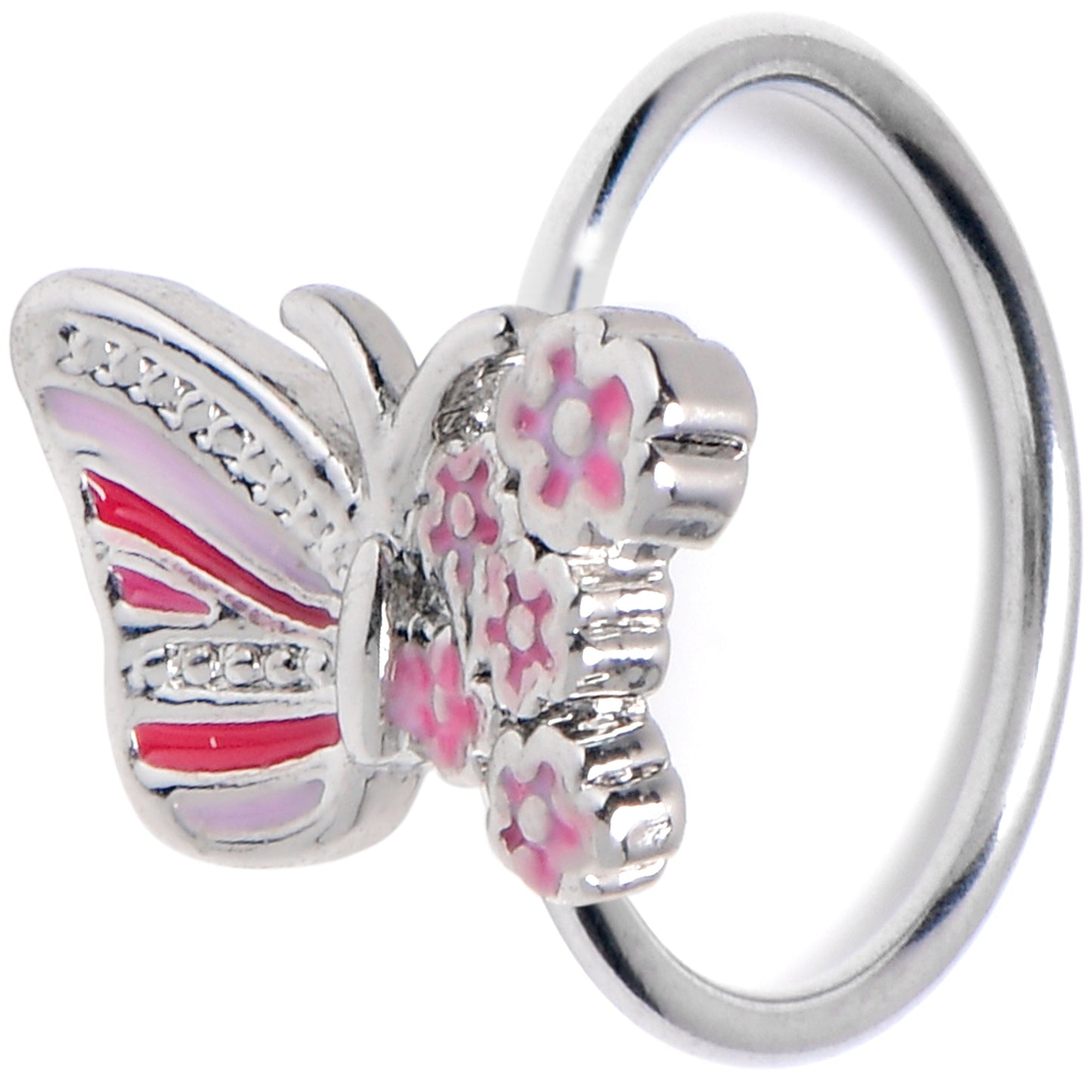 20G 5/16 Flowery Butterfly Pink Nose Hoop