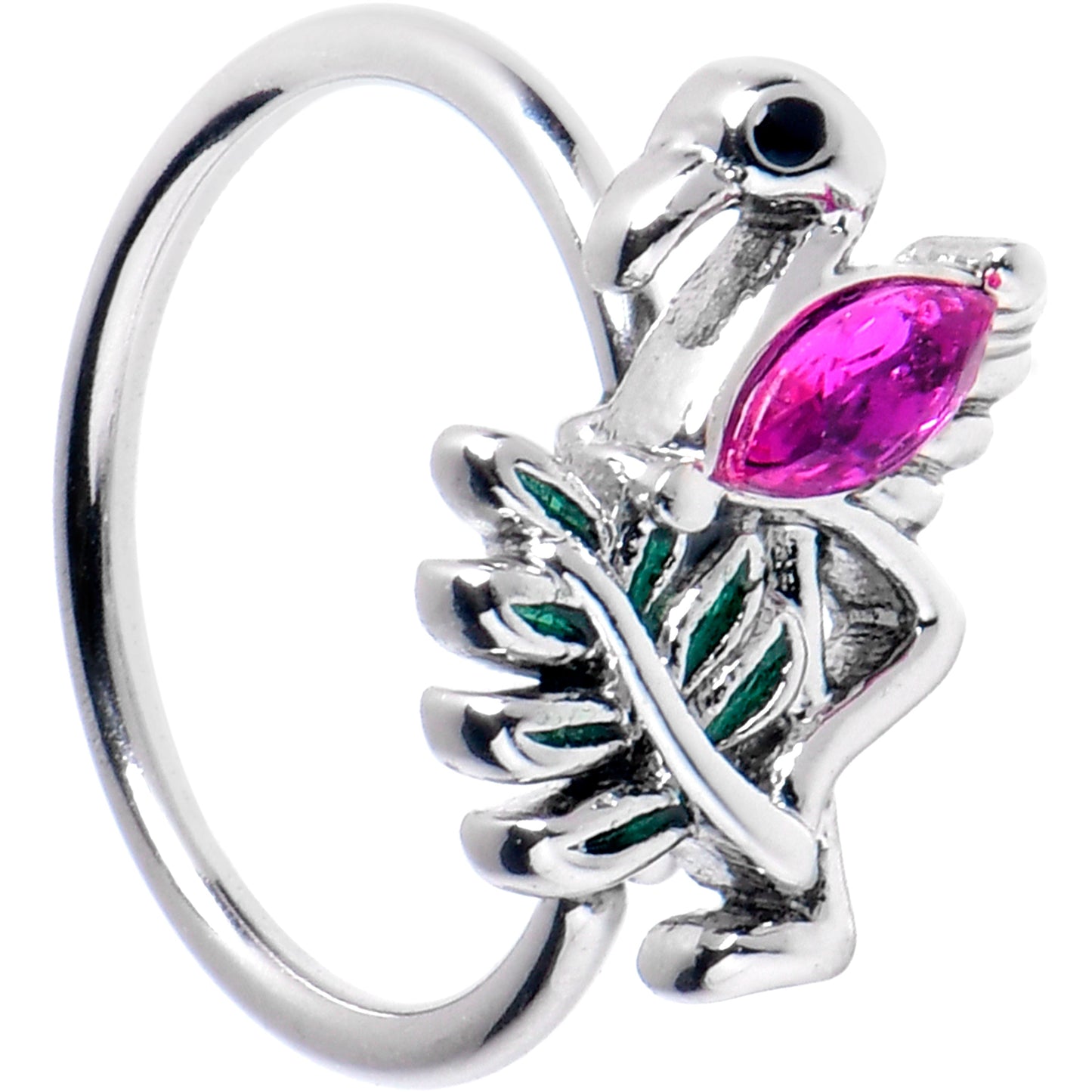 20G 5/16 Pink Gem Fabulous Flamingo Nose Hoop