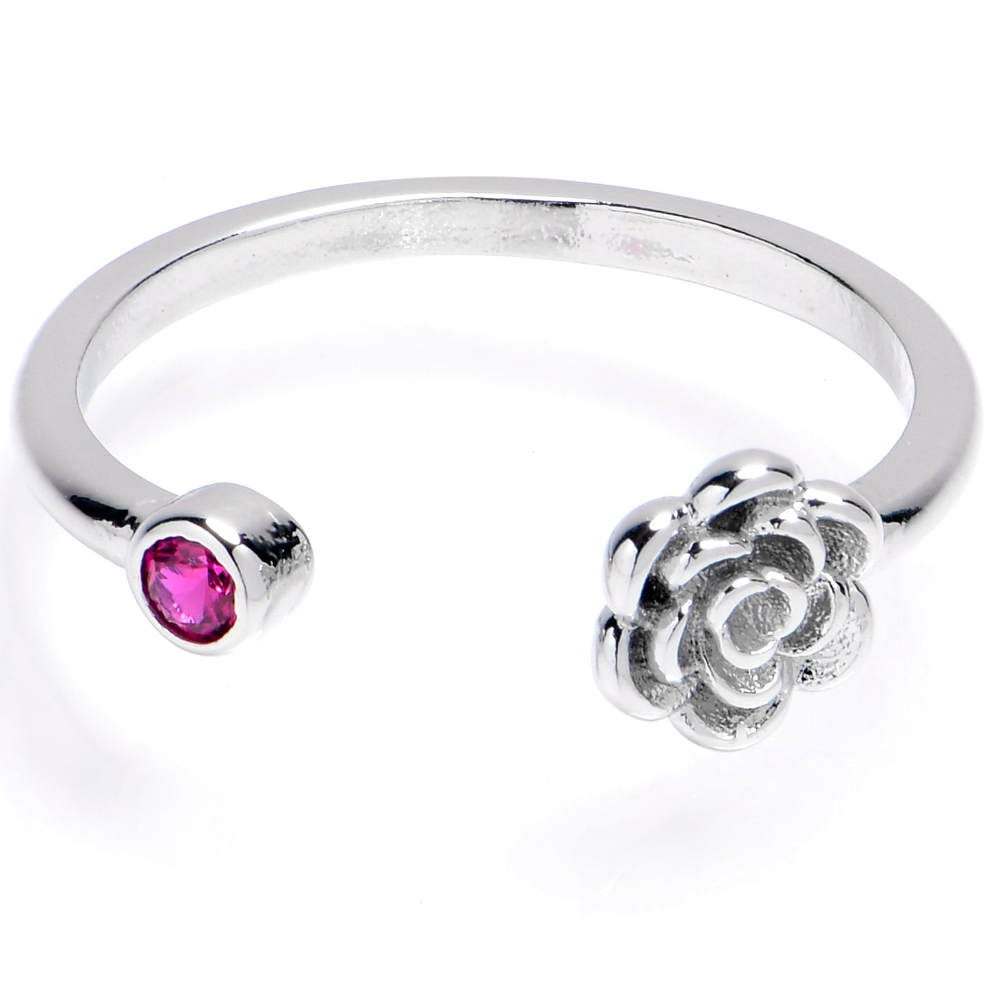 Pink Gem Flower Adjustable Toe Ring