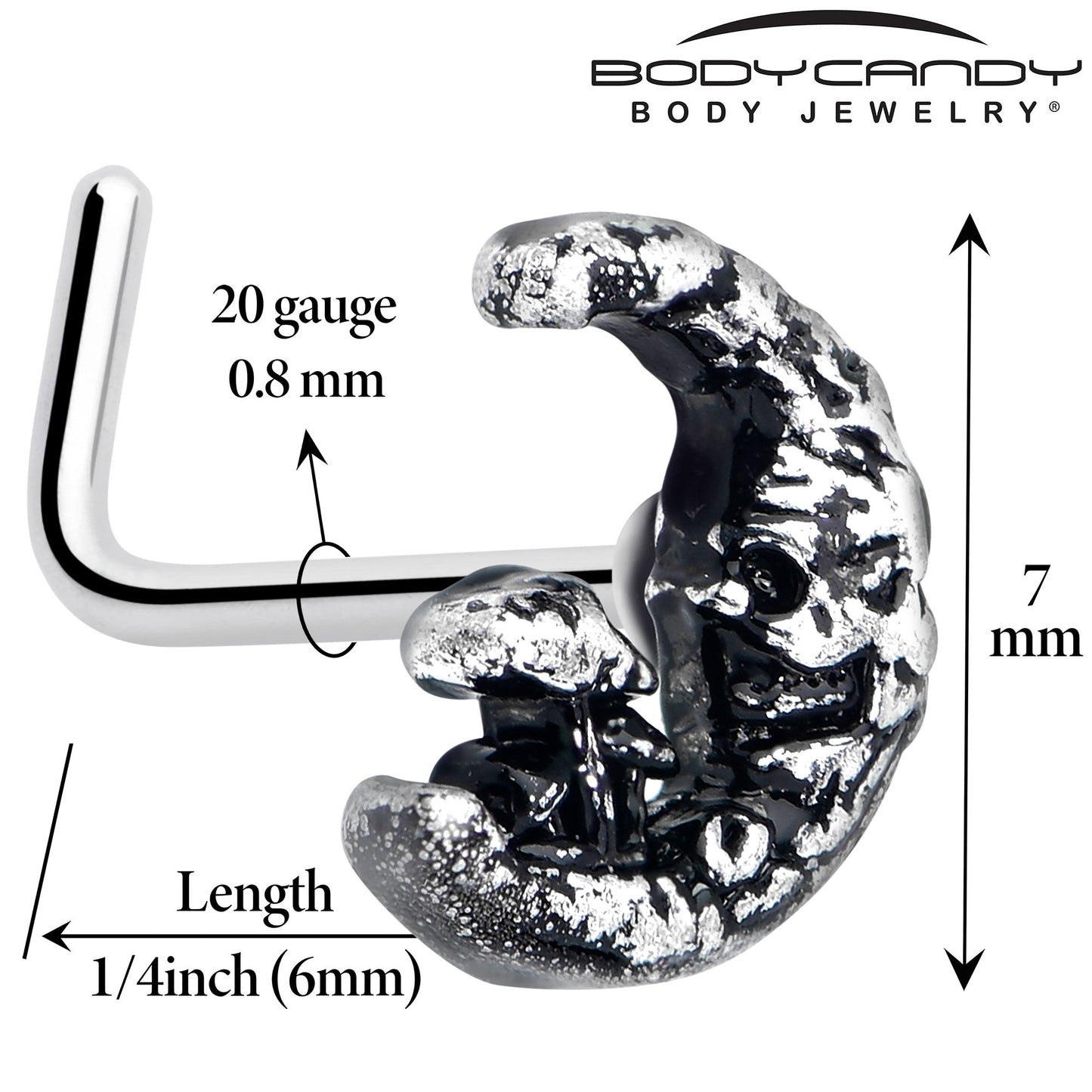 20G 7mm Mushrooms on the Moon L Shape Nose Ring