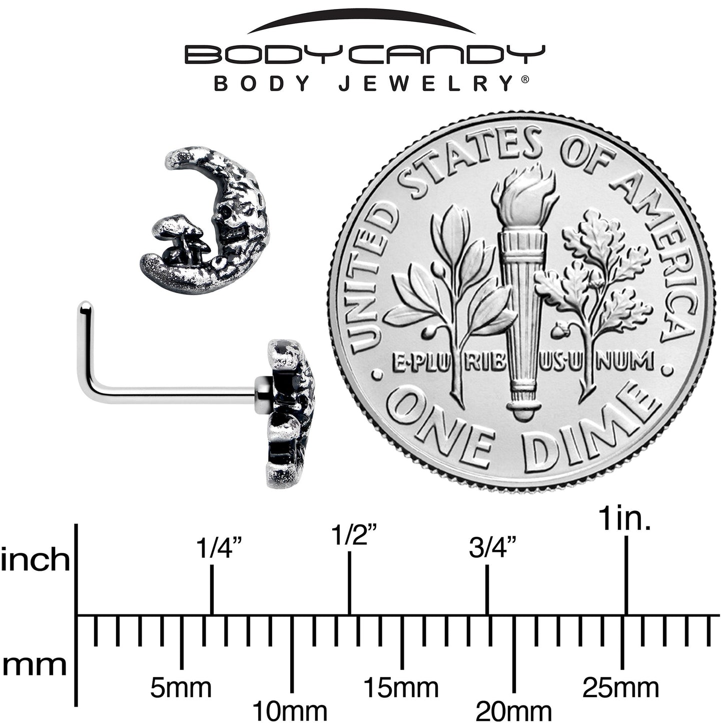 20G 7mm Mushrooms on the Moon L Shape Nose Ring