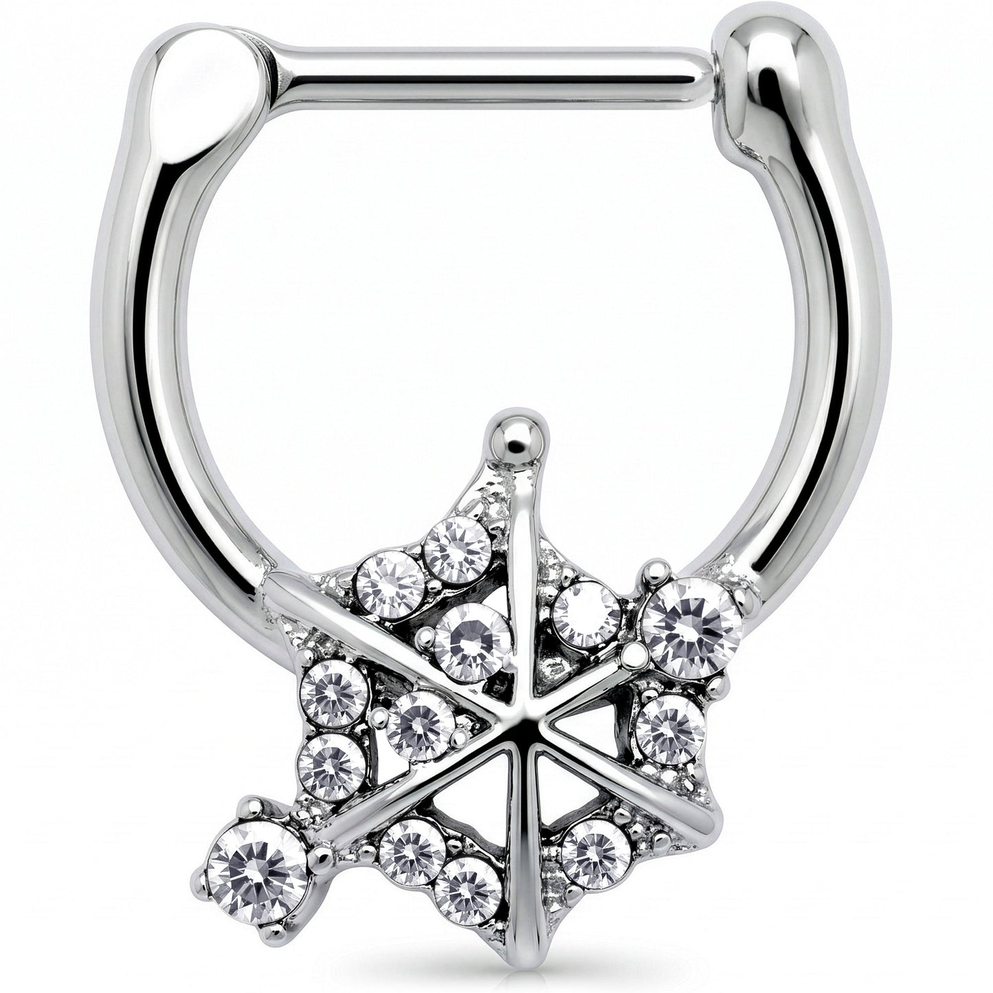 16G 5/16 Clear Gem Spiderweb Goth Cartilage Clicker