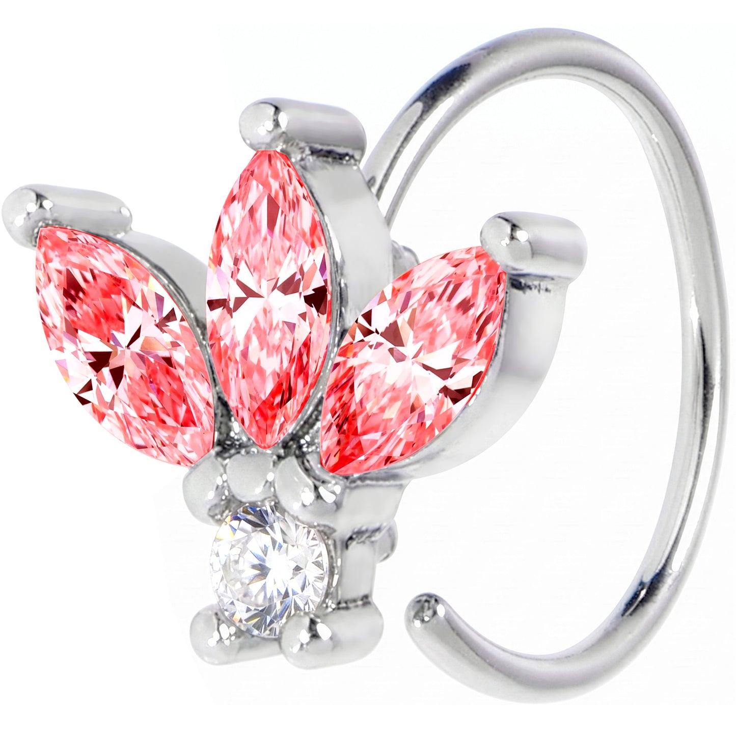 20G 5/16 Pink Gem Fashion Fan Mini Nose Hoop