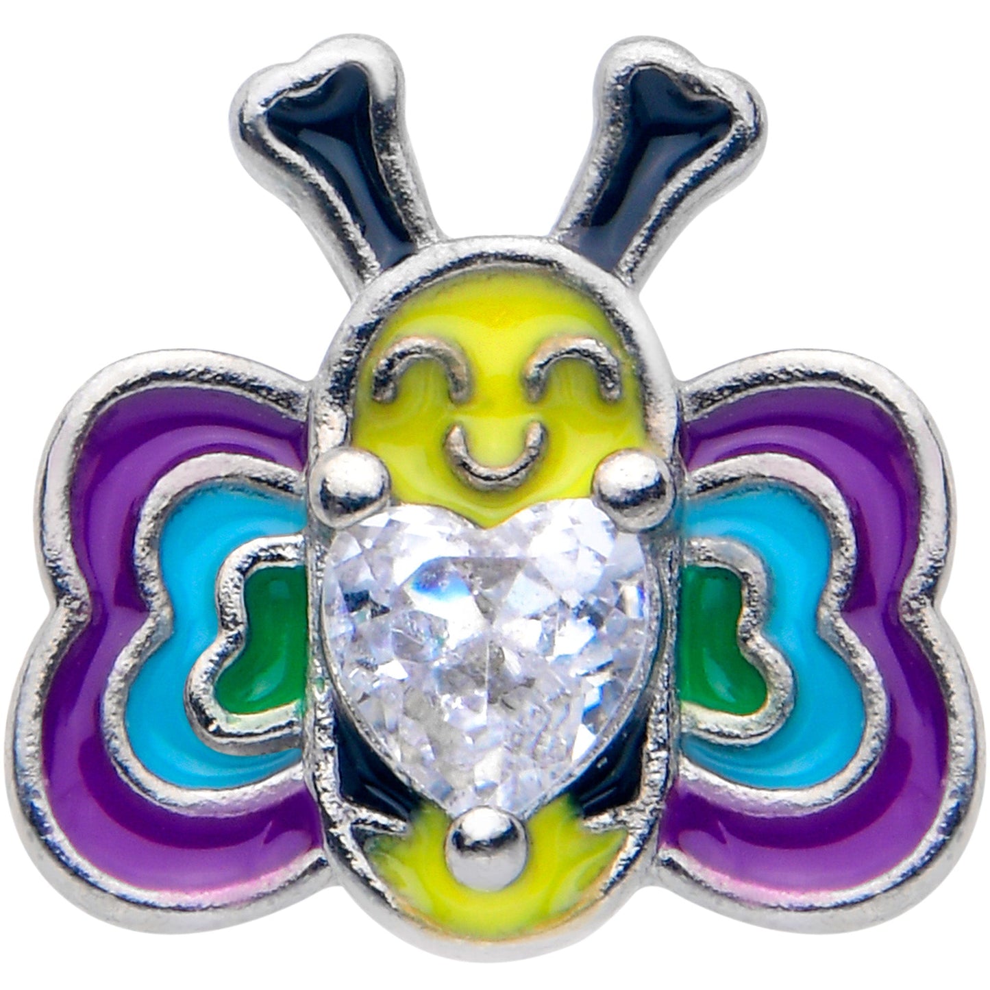 20G 5/16 Clear CZ Gem Butterfly Love Bug Nose Hoop