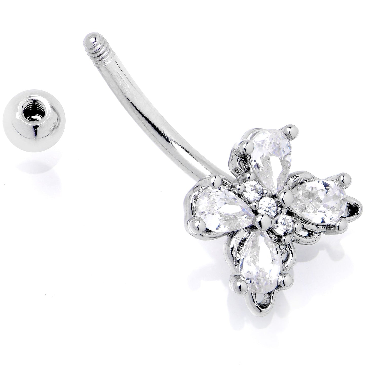 16G 5/16 Clear Gem Baroque Beauty Butterfly Curved Eyebrow Ring