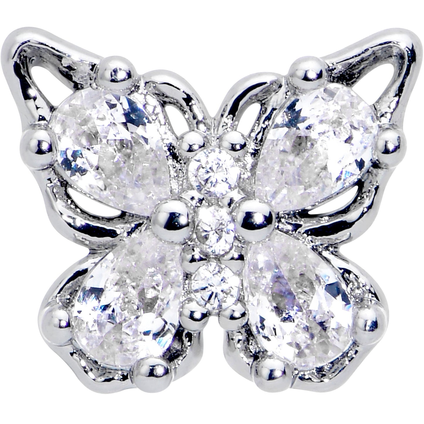 16G 5/16 Clear Gem Baroque Butterfly Internally Threaded Labret