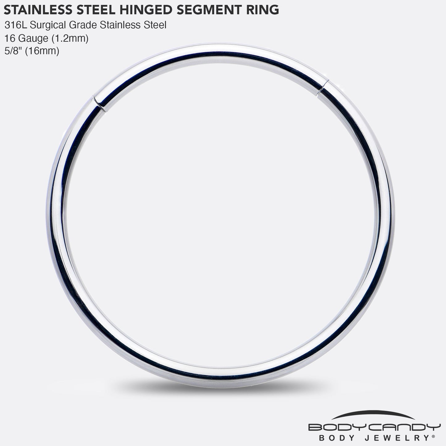 16G 5/8 316L Surgical Steel Precision Hinged Segment Hoop