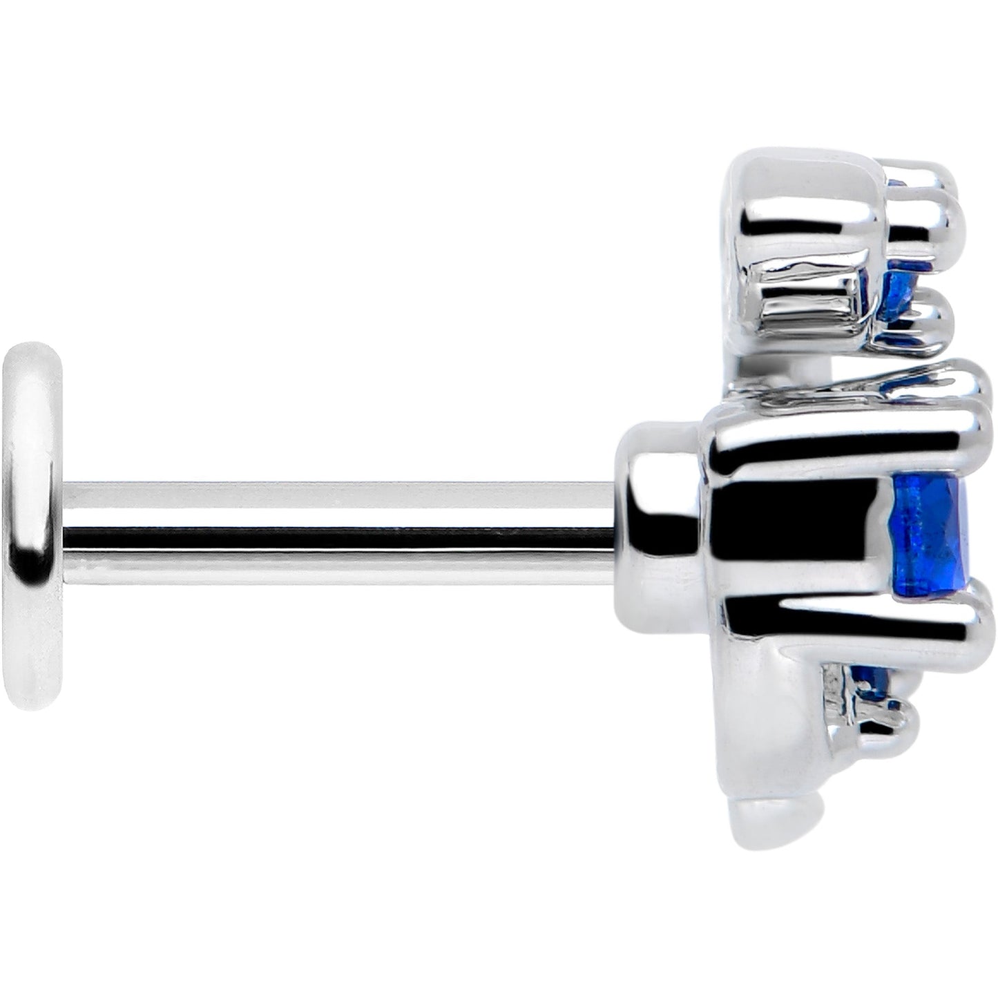 16G 1/4 Blue Gem Twining Vine Flatback Stud