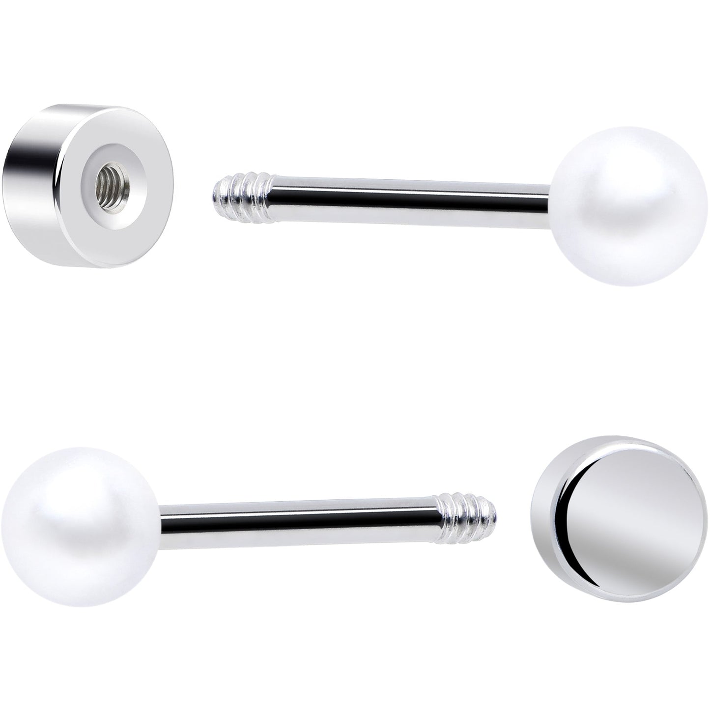 20G Clear Gem White Orb Flatback Earring Set of 6