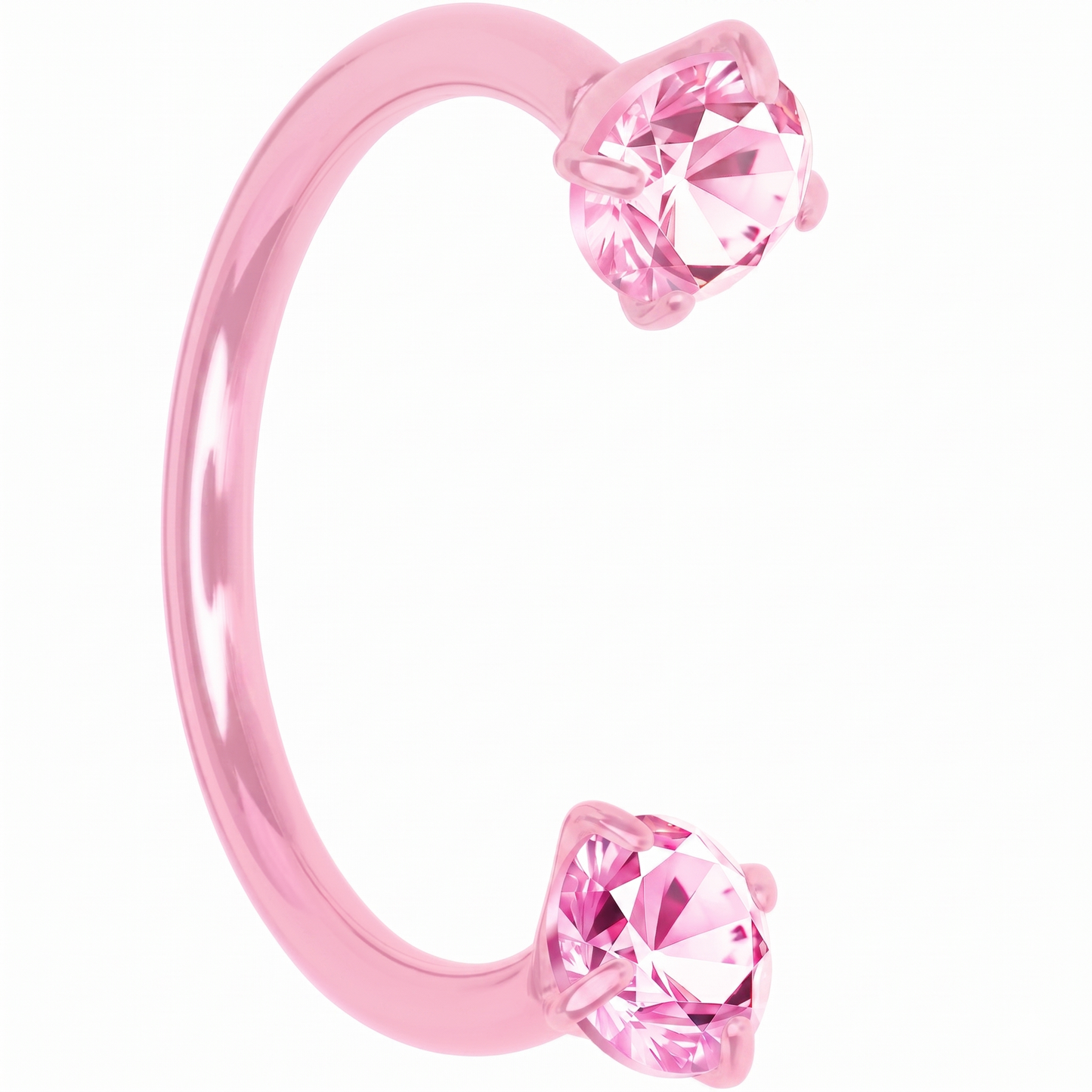 Pink Double Gem Horseshoe Nose Ring - Solid Titanium Anodized