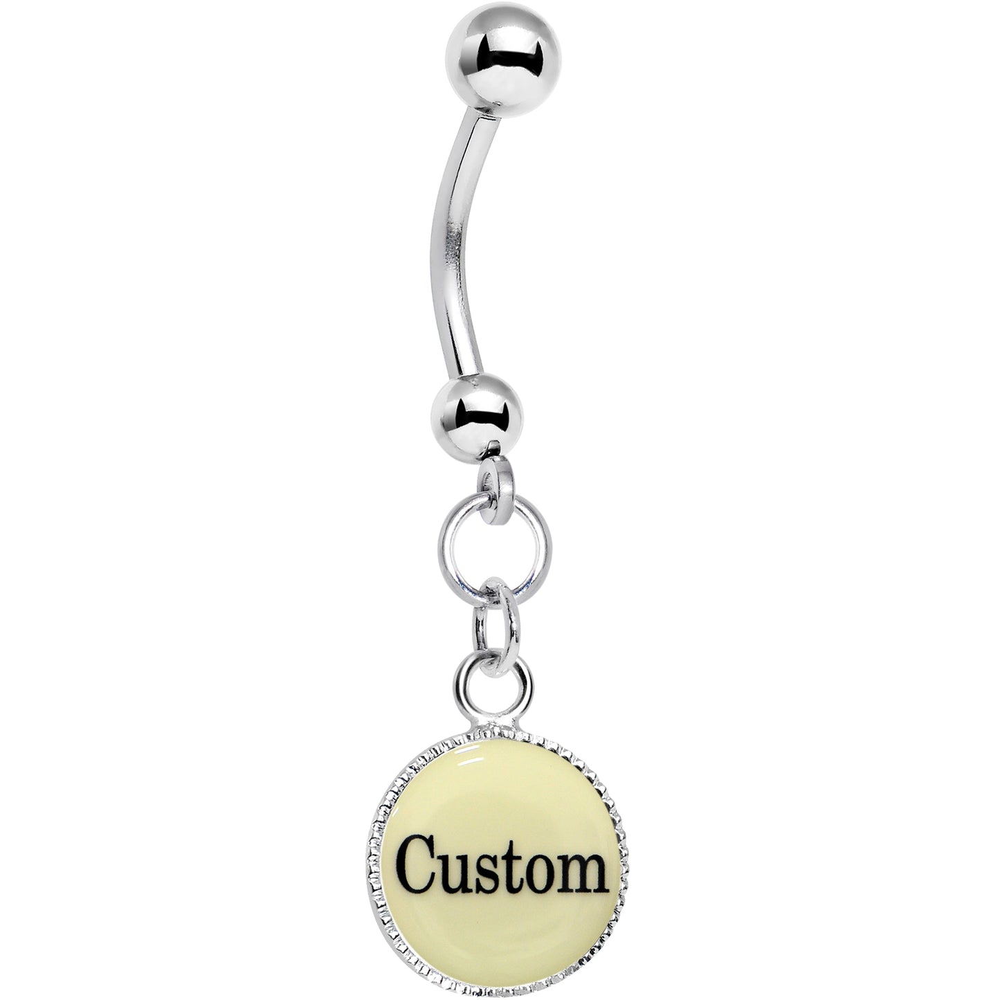 Custom Glow in the Dark Personalized Name Dangle Belly Ring