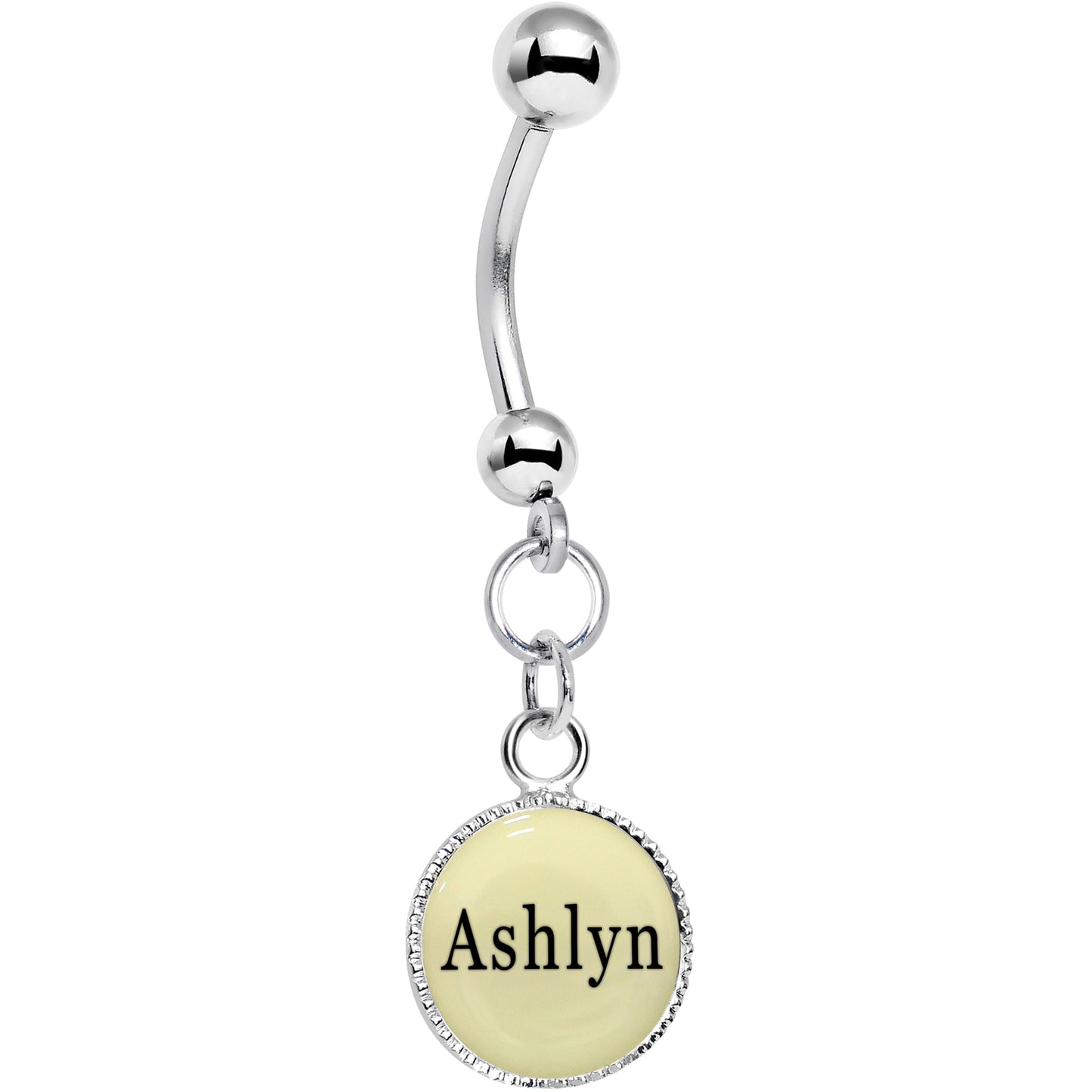 Custom Glow in the Dark Personalized Name Dangle Belly Ring