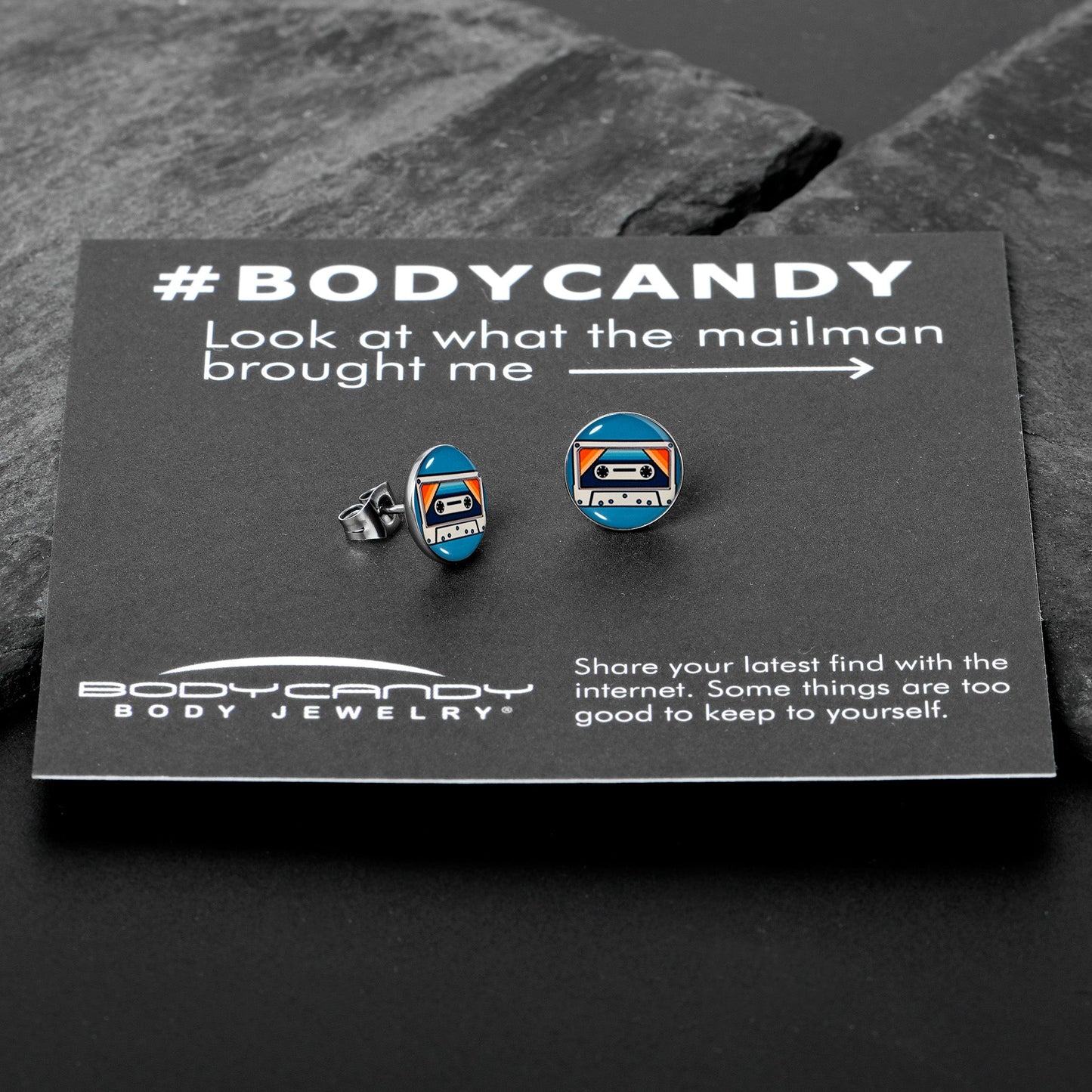 Retro Cassette Tape Stud Earrings by Onyx O