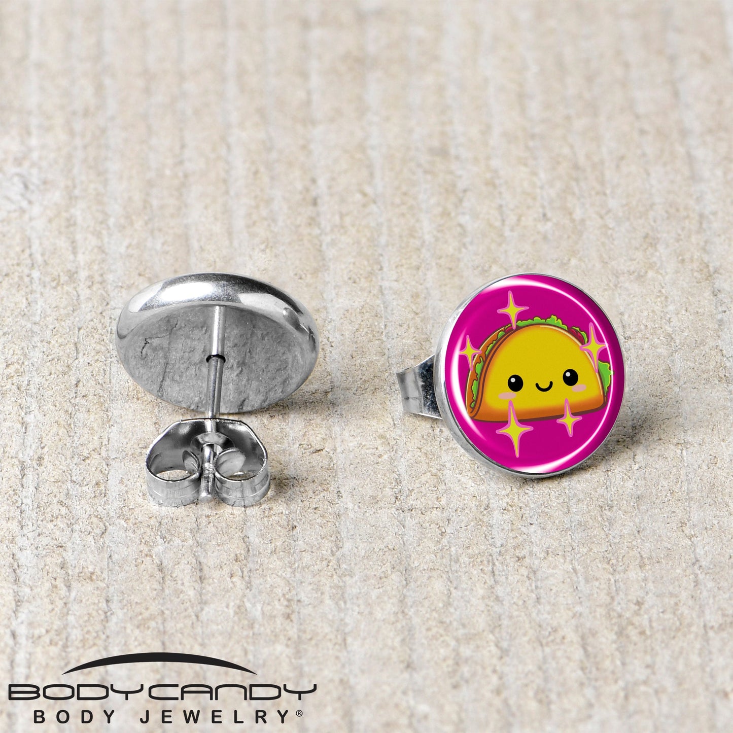 Mexican Fiesta Cute Taco Stud Earrings by Onyx O