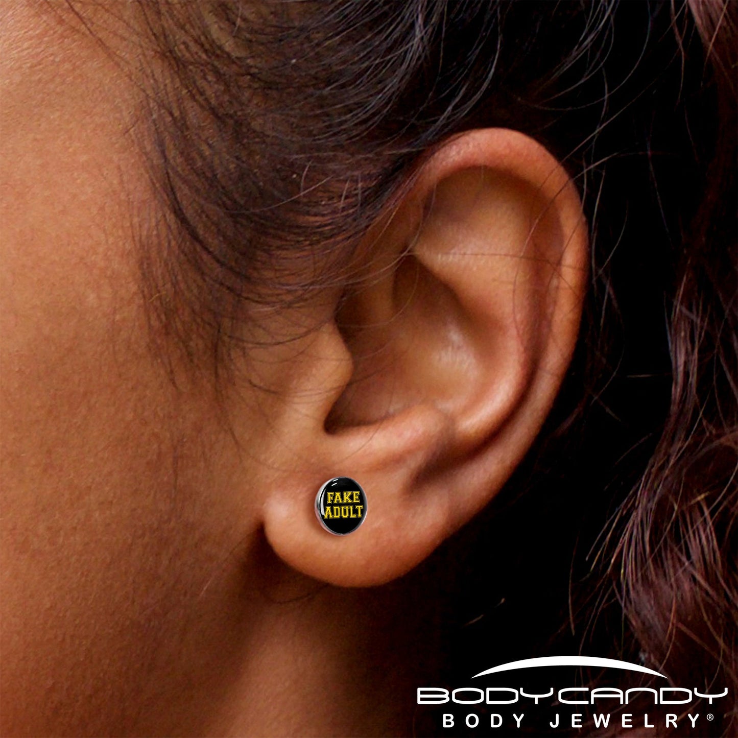 Black Yellow Fake Adult Stud Earrings by Onyx O