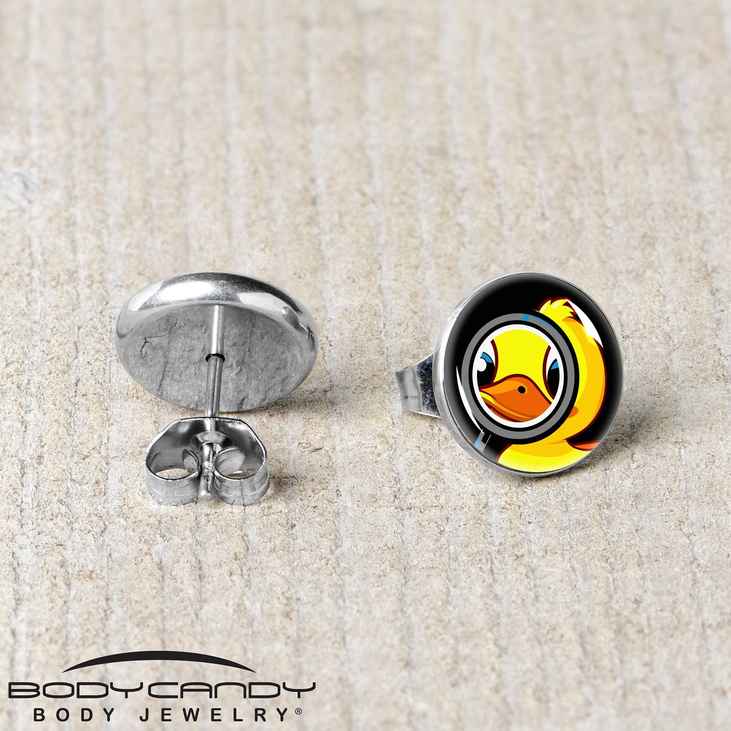 Magnified Yellow Duck Stud Earrings by Onyx O