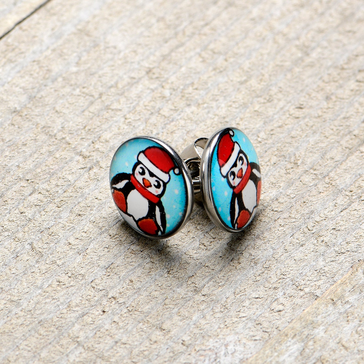Snowfall Holiday Penguin Stud Earrings by Onyx O