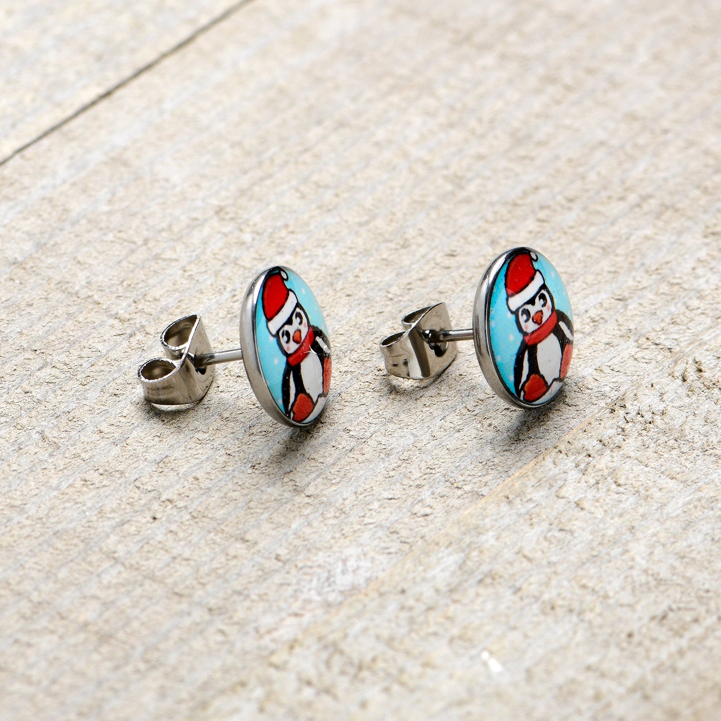 Snowfall Holiday Penguin Stud Earrings by Onyx O