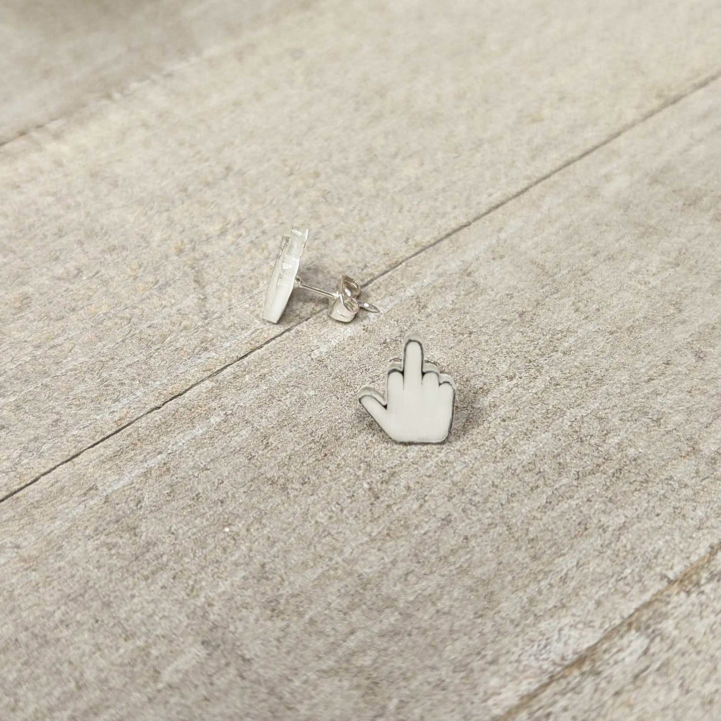 White Glow in the Dark Middle Finger Stud Earrings Set