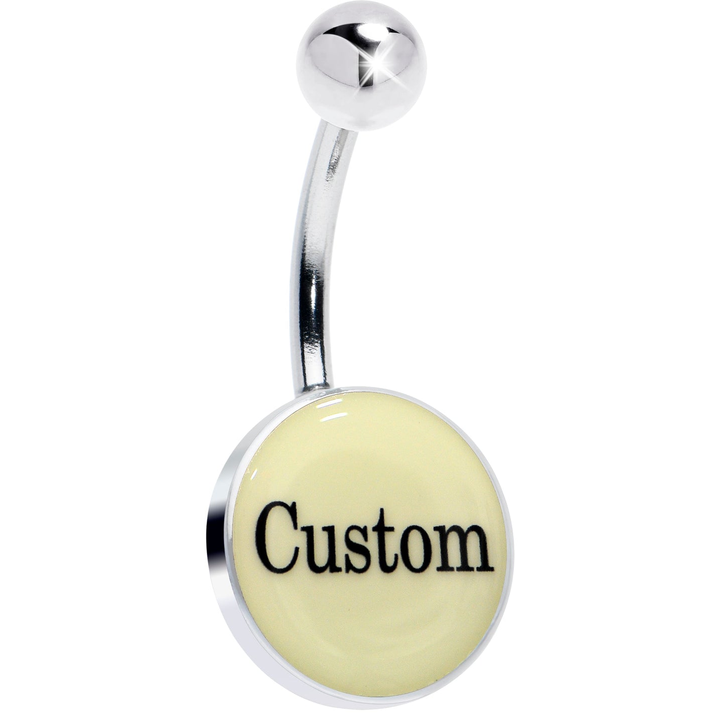 Custom Glow in the Dark Personalized Name Dangle Belly Ring