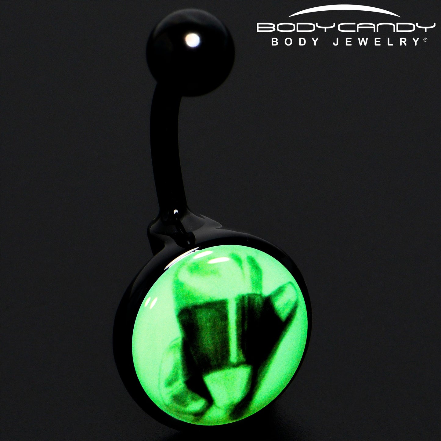 Black Titanium Classic Candy Corn Glow in the Dark Belly Ring