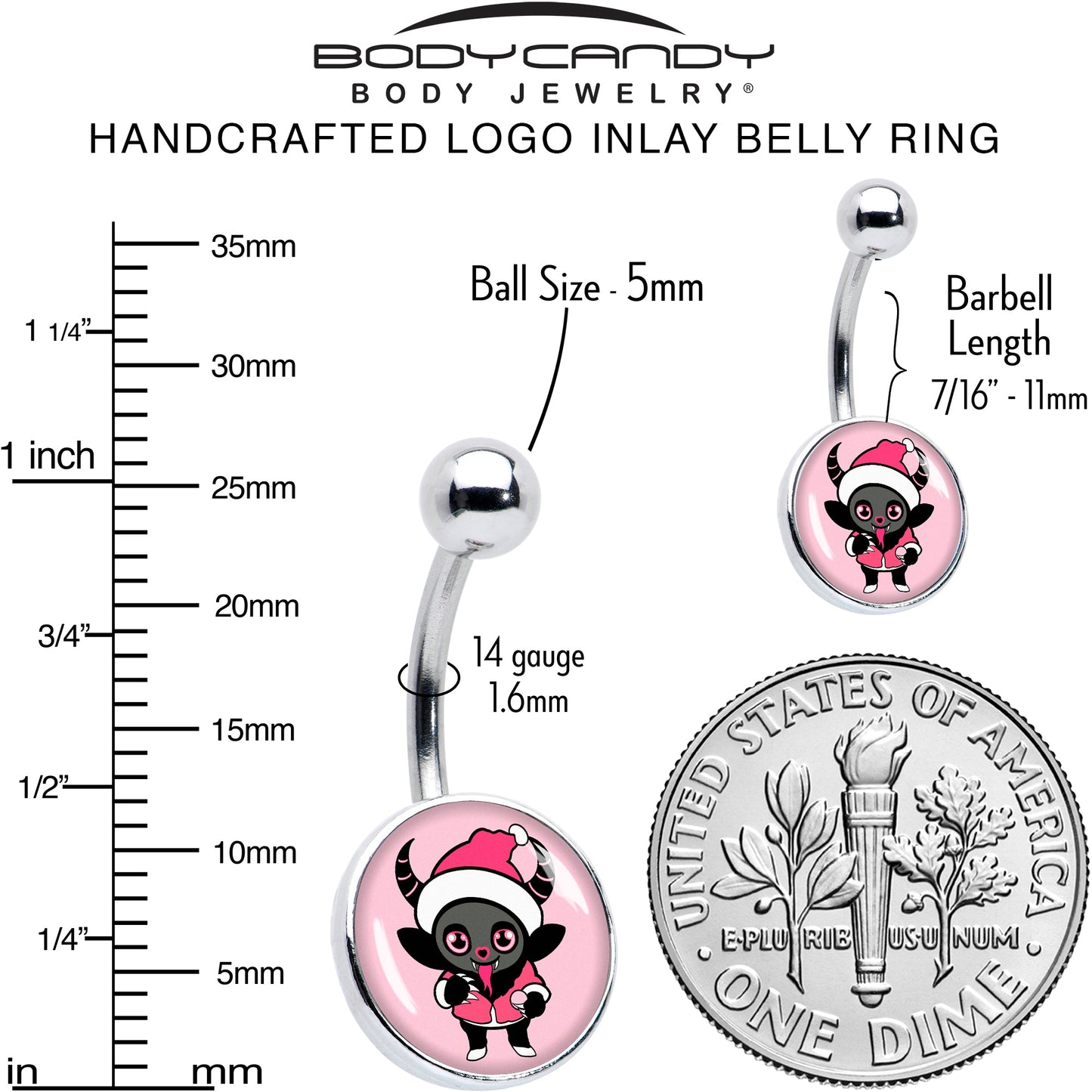 Krampus Cutie Christmas Holiday Belly Ring by Onyx O