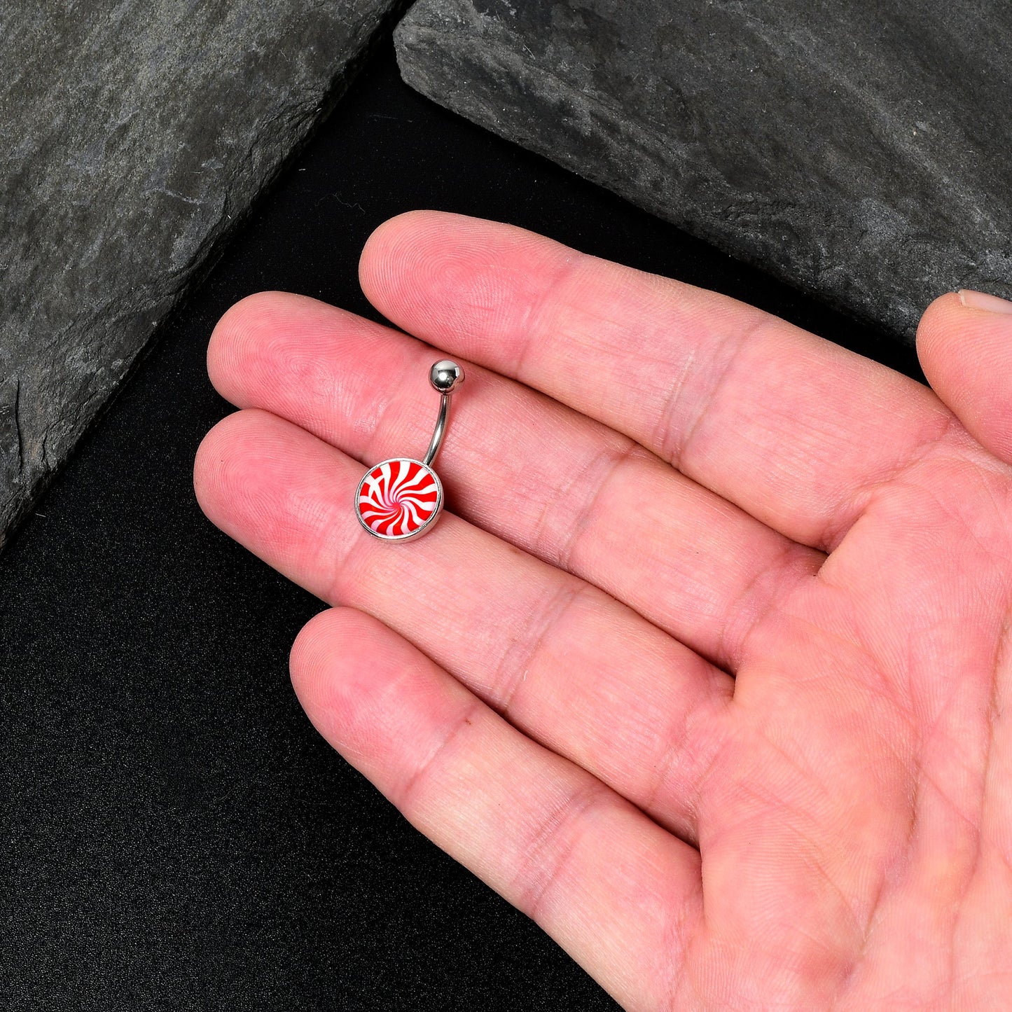 Holiday Peppermint Candy Belly Ring