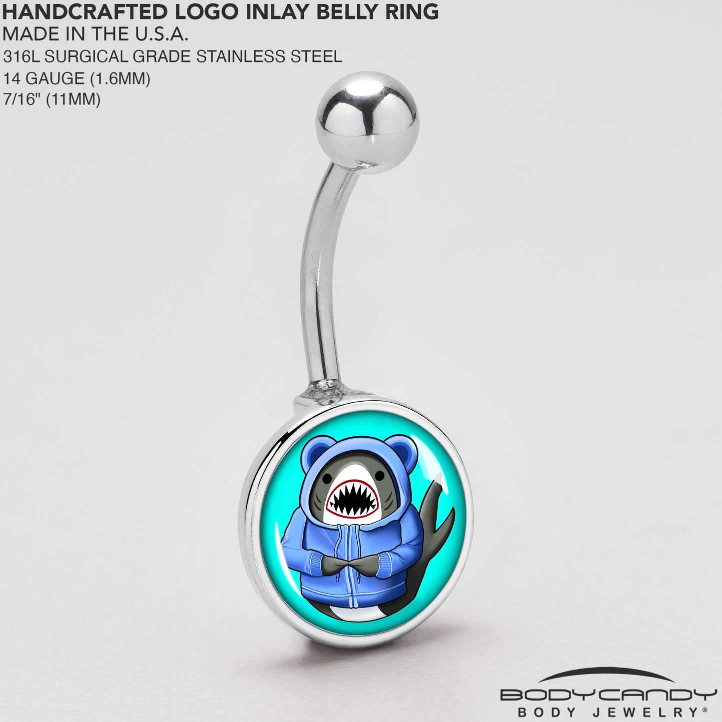 Shark in a Hoodie Belly Ring by Onyx O