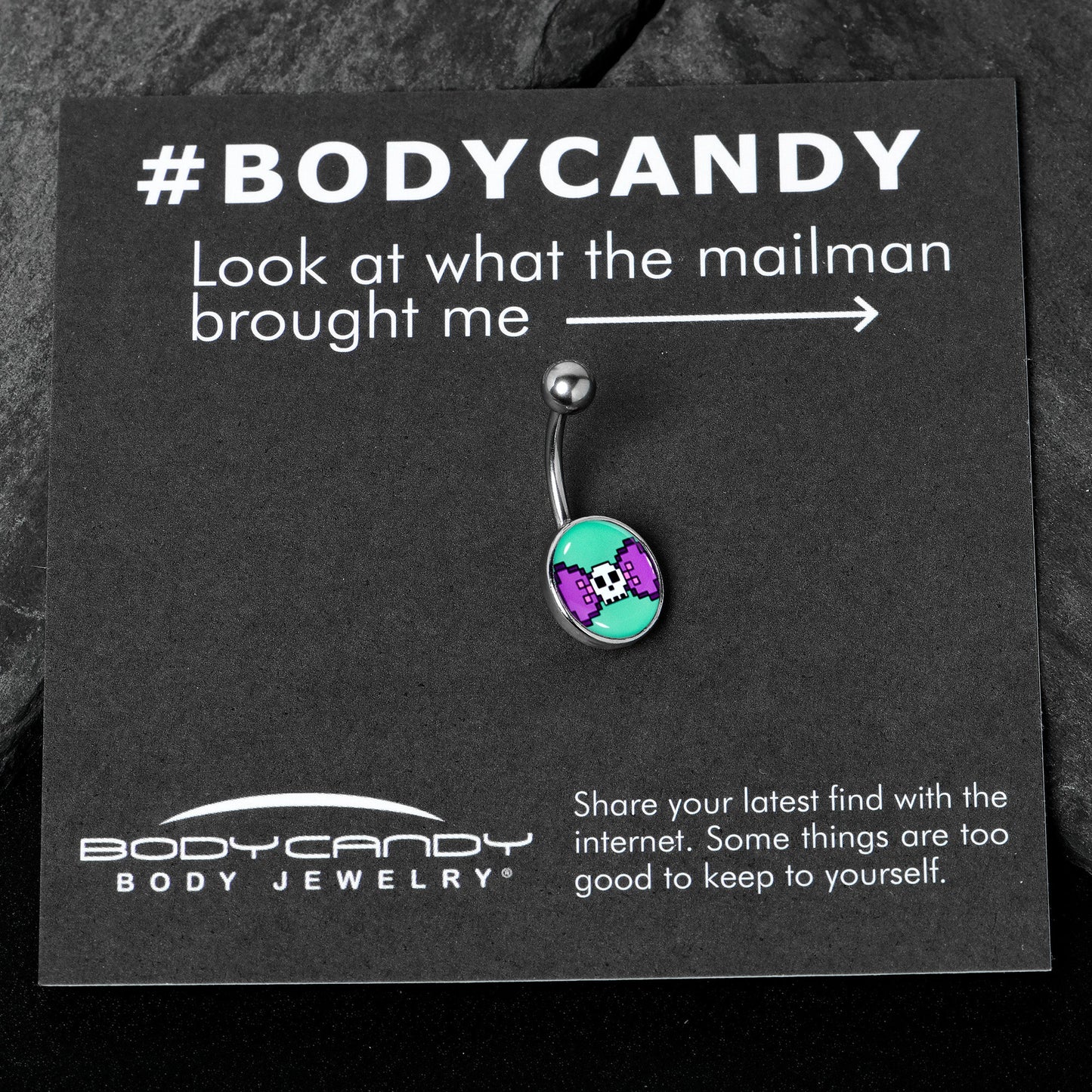 Retro Pixel Skull Belly Ring by Onyx O