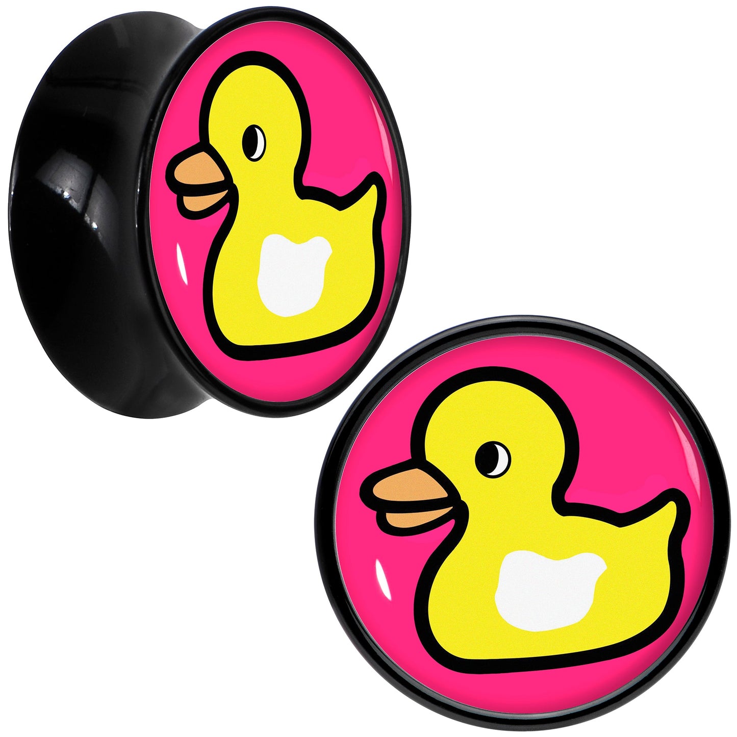 Black Acrylic Yellow Ducky Double Flare Plug Set by Onyx O