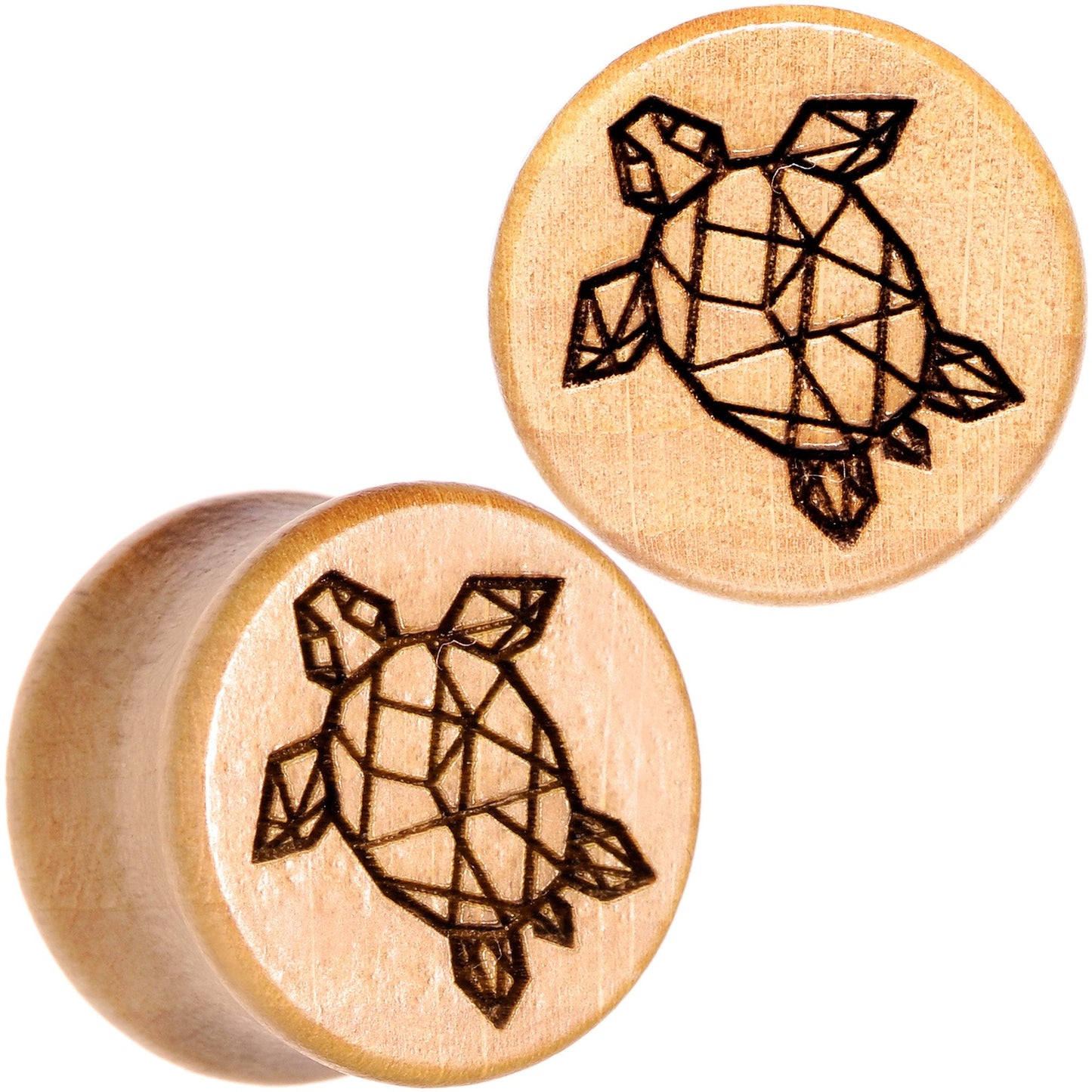 Organic Beechwood Geometric Turtle Saddle Plug Sett 0G to 25mm