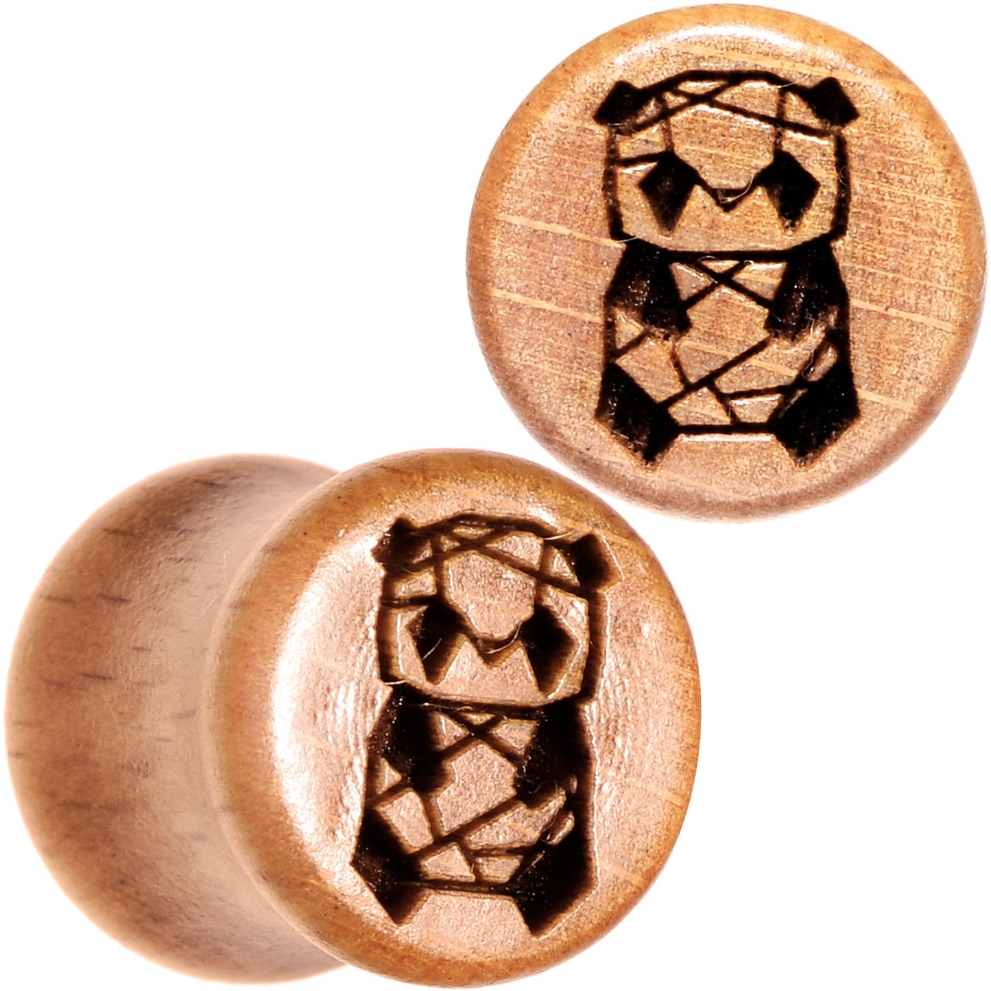 Organic Beechwood Geometric Panda Saddle Plug Set 0G to 25mm