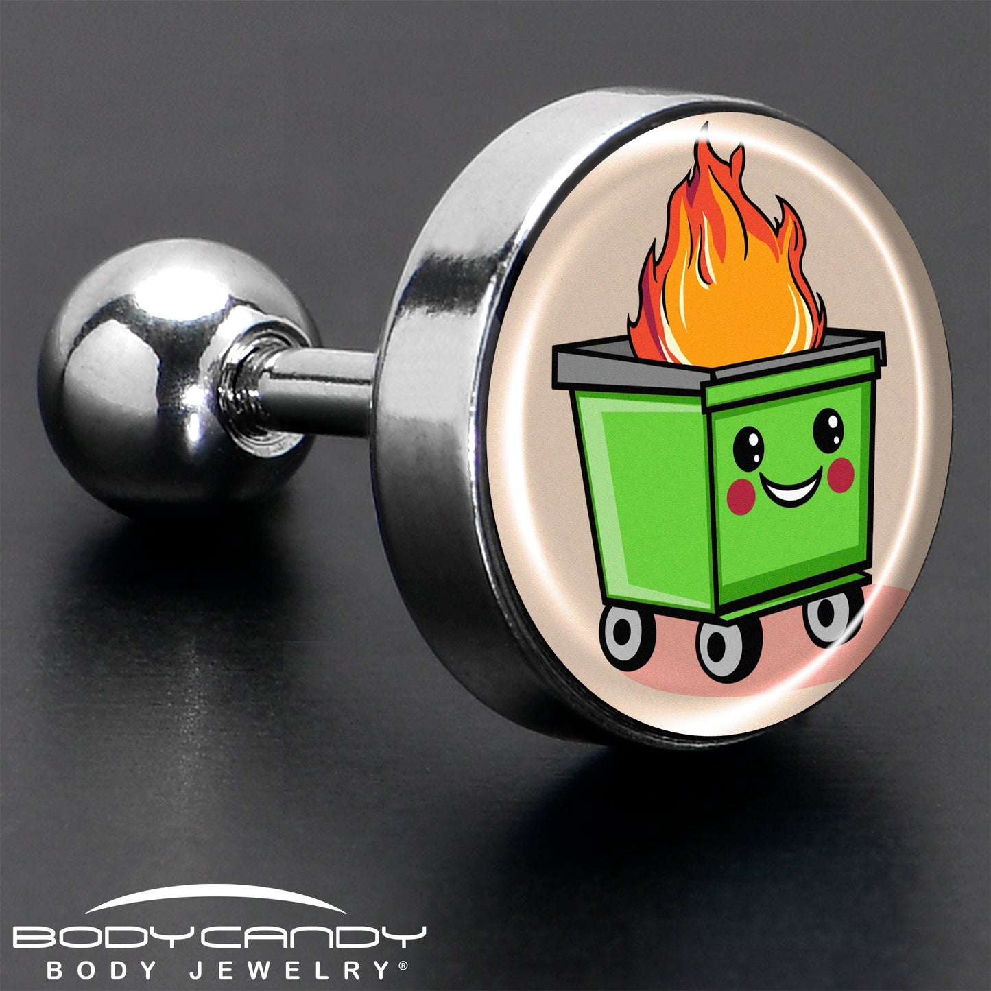 16G 1/4 Dumpster Fire Tragus Cartilage Earring by Onyx O