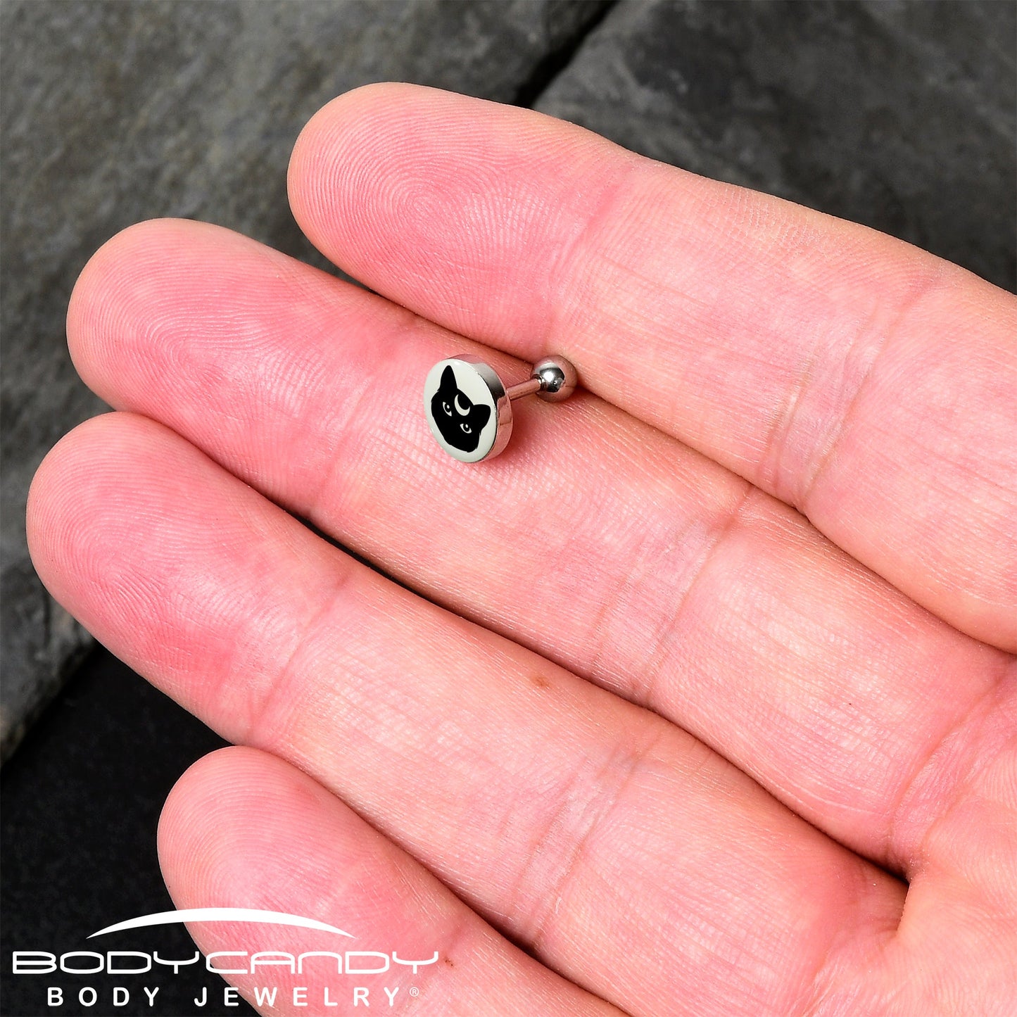 16G 1/4 Glow in the Dark Mystic Kitty Cat Tragus Cartilage Earring by Onyx O