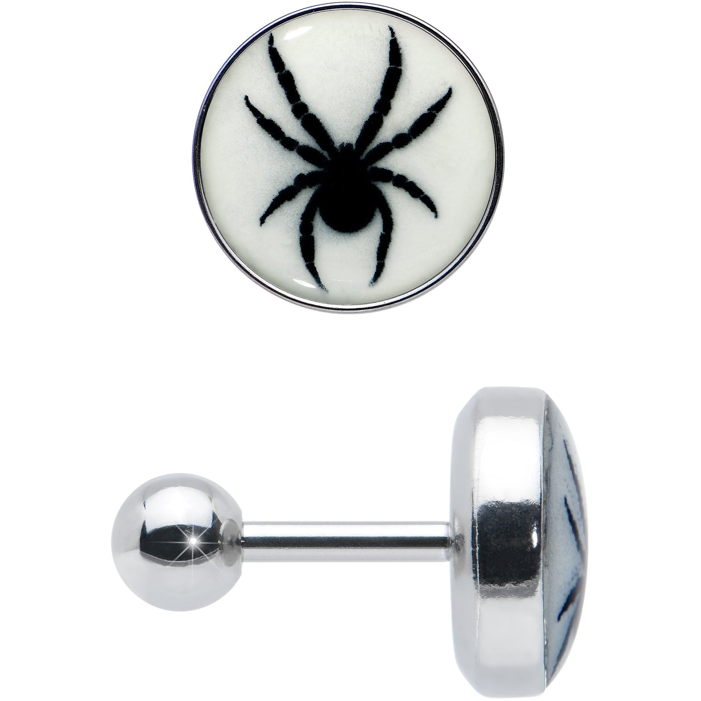 16G Glow in the Dark Black Widow Spider Tragus Cartilage Earring by Onyx O