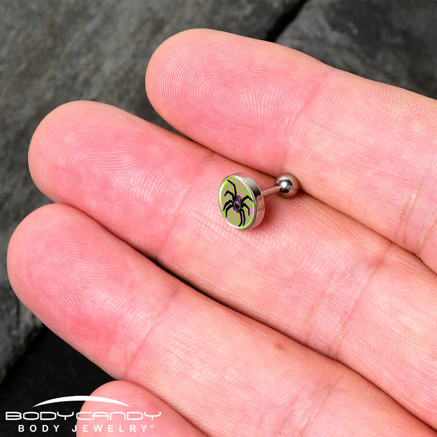16G 1/4 Psychedelic Spider Tragus Cartilage Earring by Onyx O