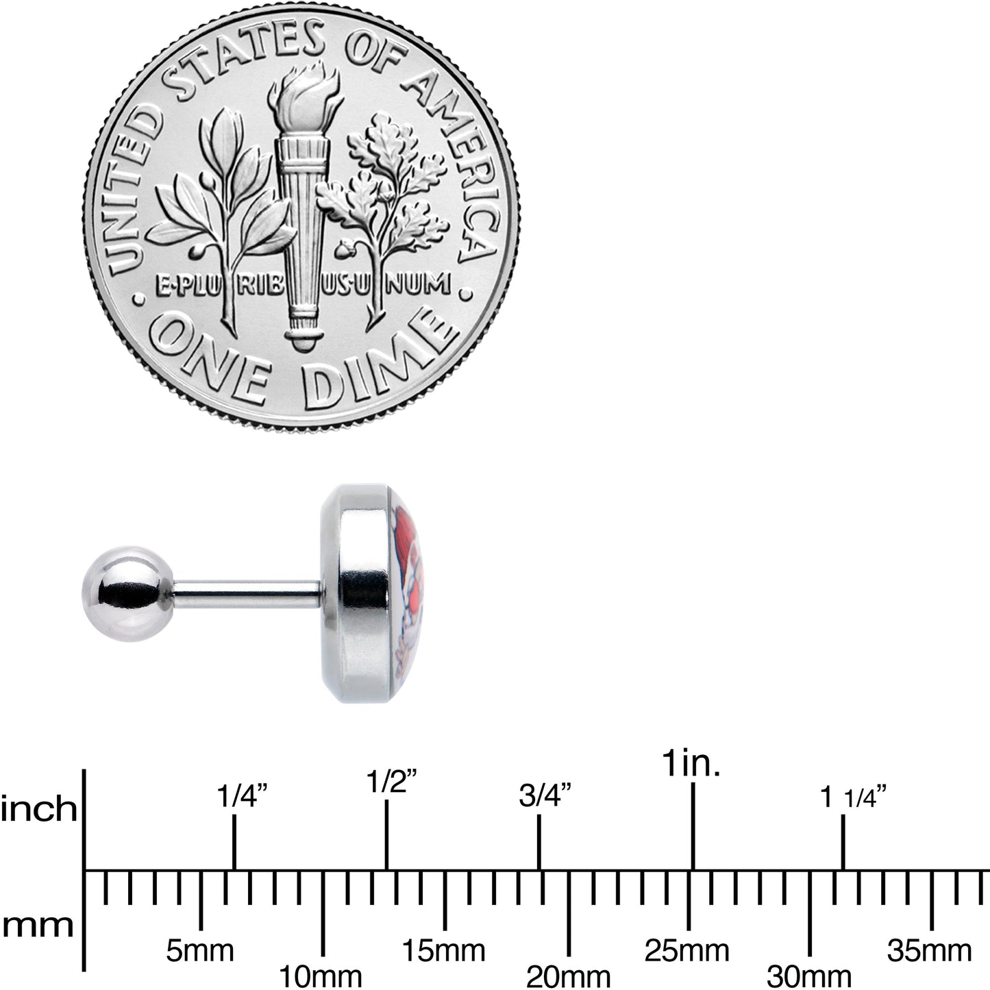 16G 1/4 Christmas Peace Love Santa Tragus Cartilage Earring by Onyx O