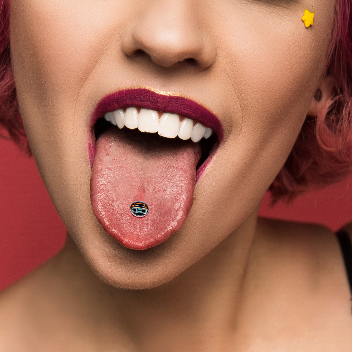 Retro Boombox Barbell Tongue Ring by Onyx O
