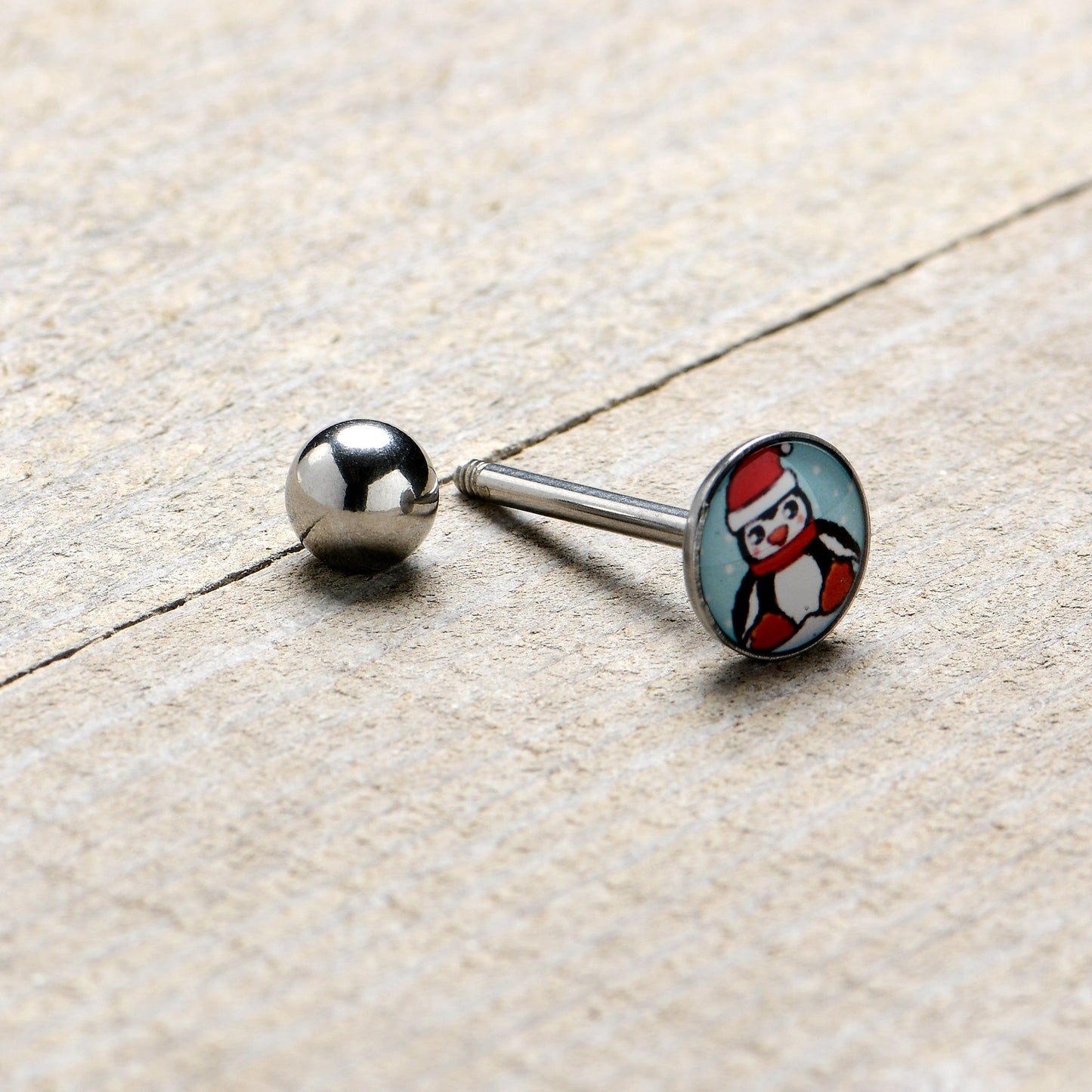 Snowfall Holiday Penguin Barbell Tongue Ring by Onyx O