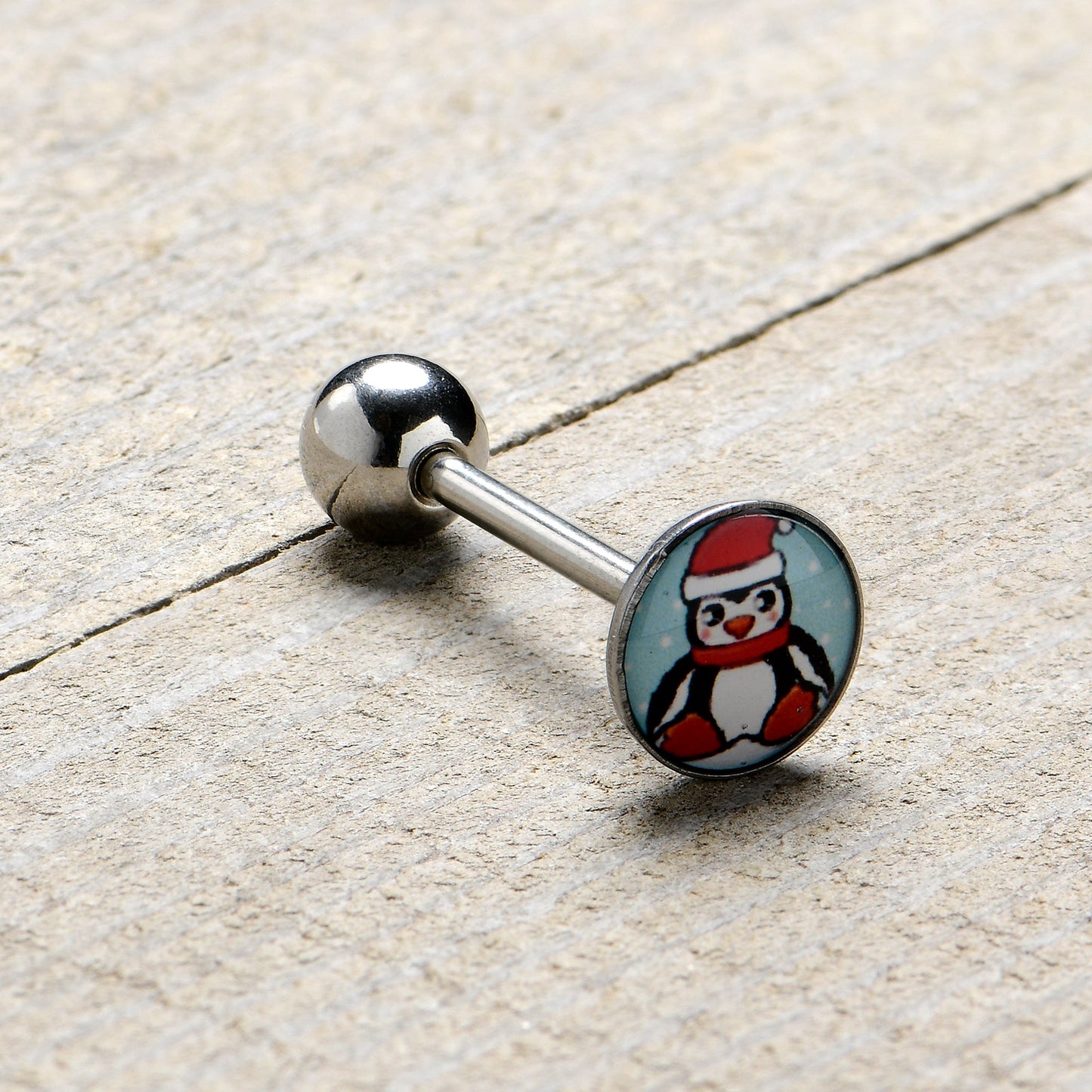 Snowfall Holiday Penguin Barbell Tongue Ring by Onyx O