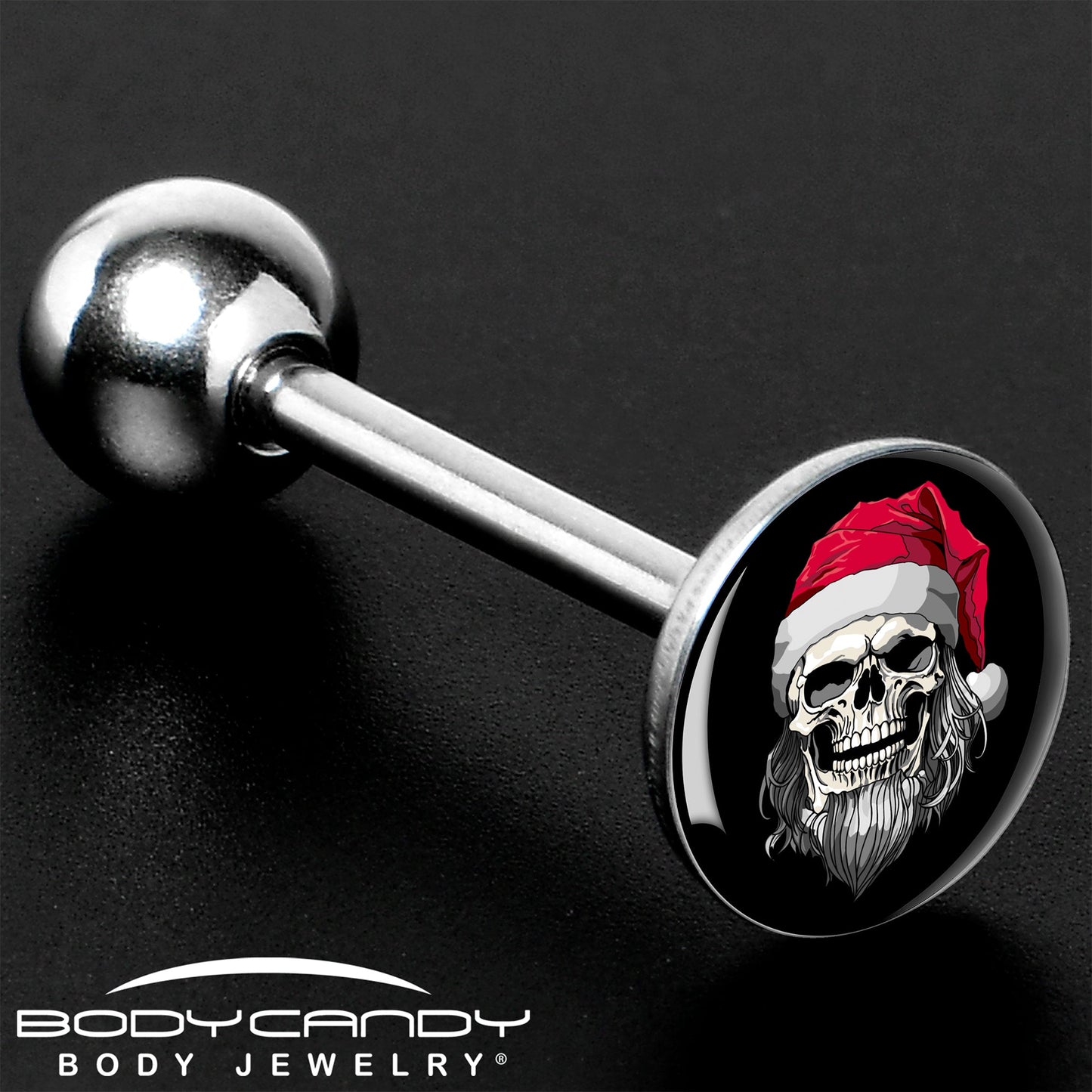 Holiday Skeleton Santa Claus Barbell Tongue Ring by Onyx O