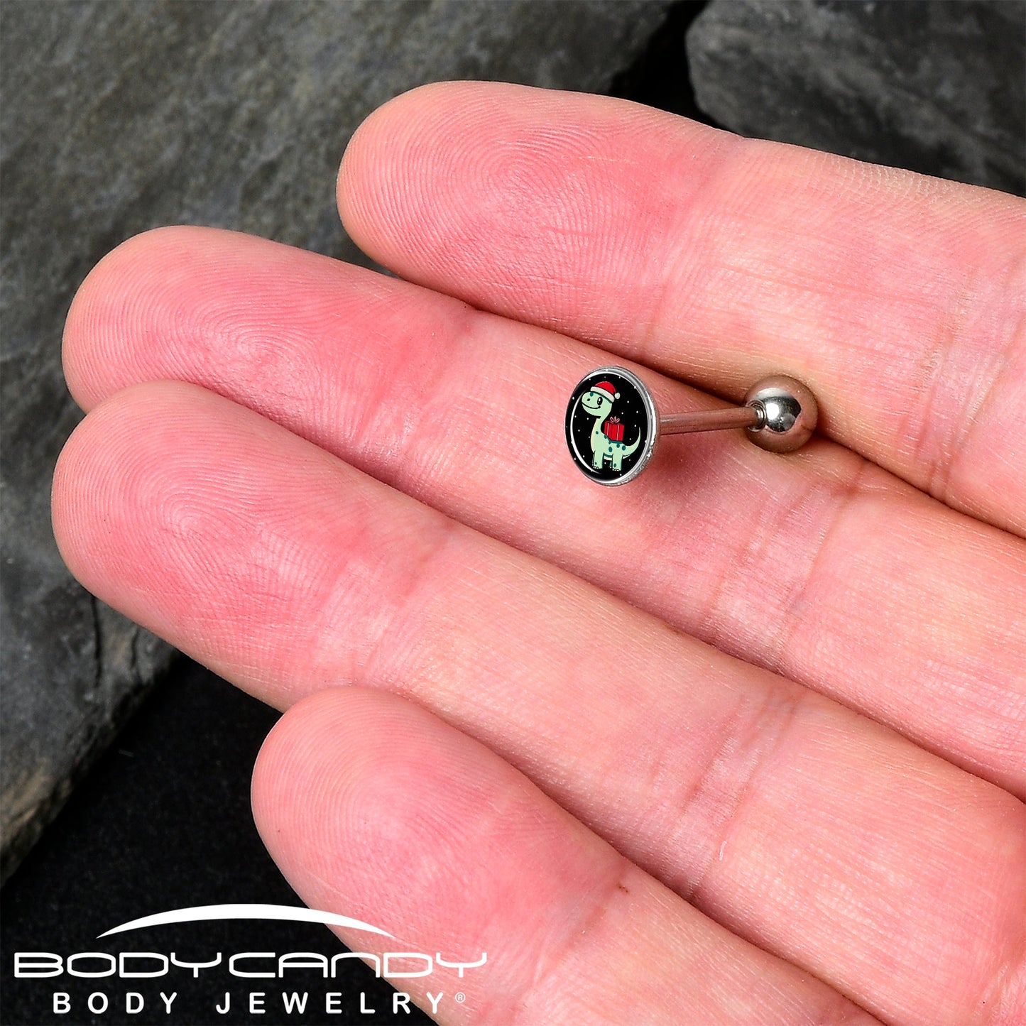 Christmas Holiday Dinosaur Barbell Tongue Ring by Onyx O