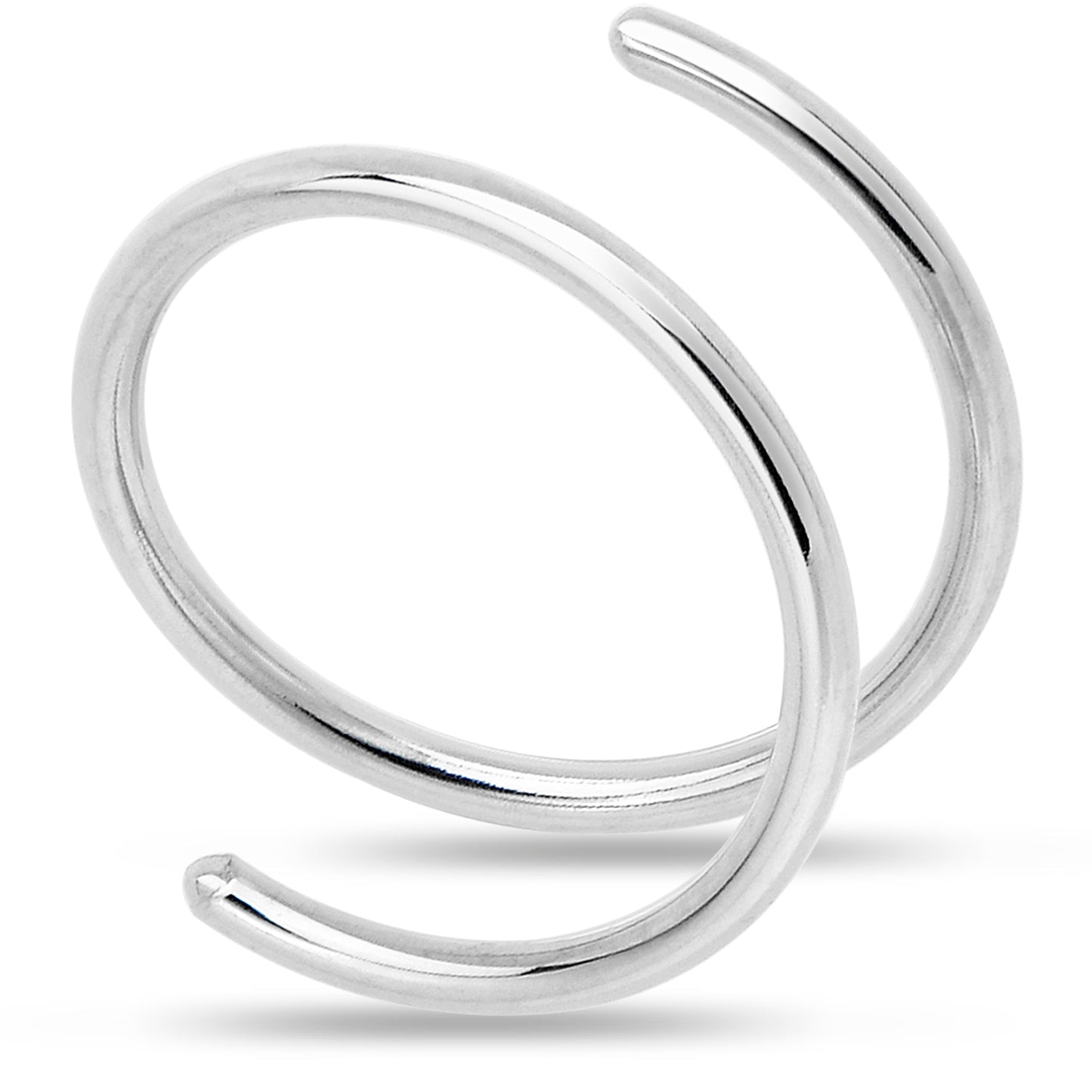 Double Hoop Nose 925 Sterling Silver Spiral Nose Ring 20G 8mm Left