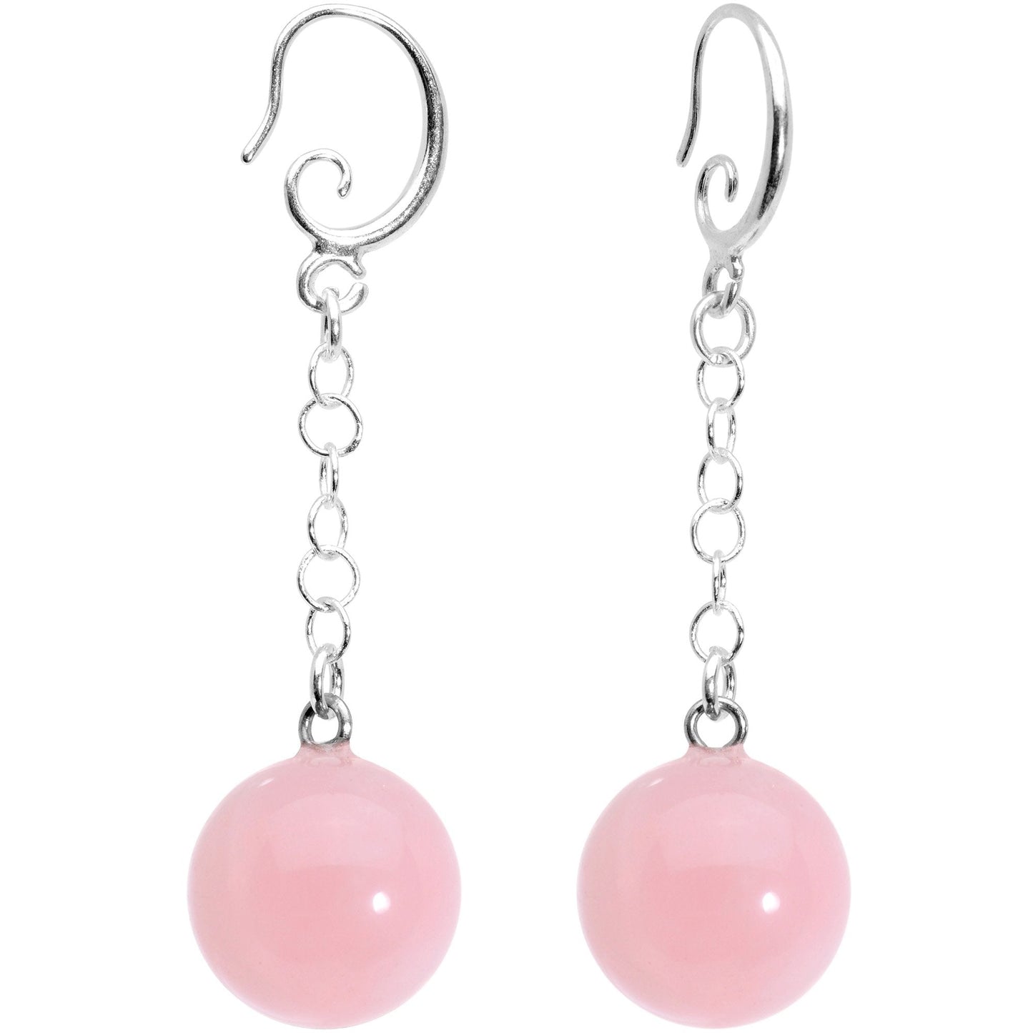 Handcrafted Pink Quartz Jawbreaker Dangle Fishhook Earrings