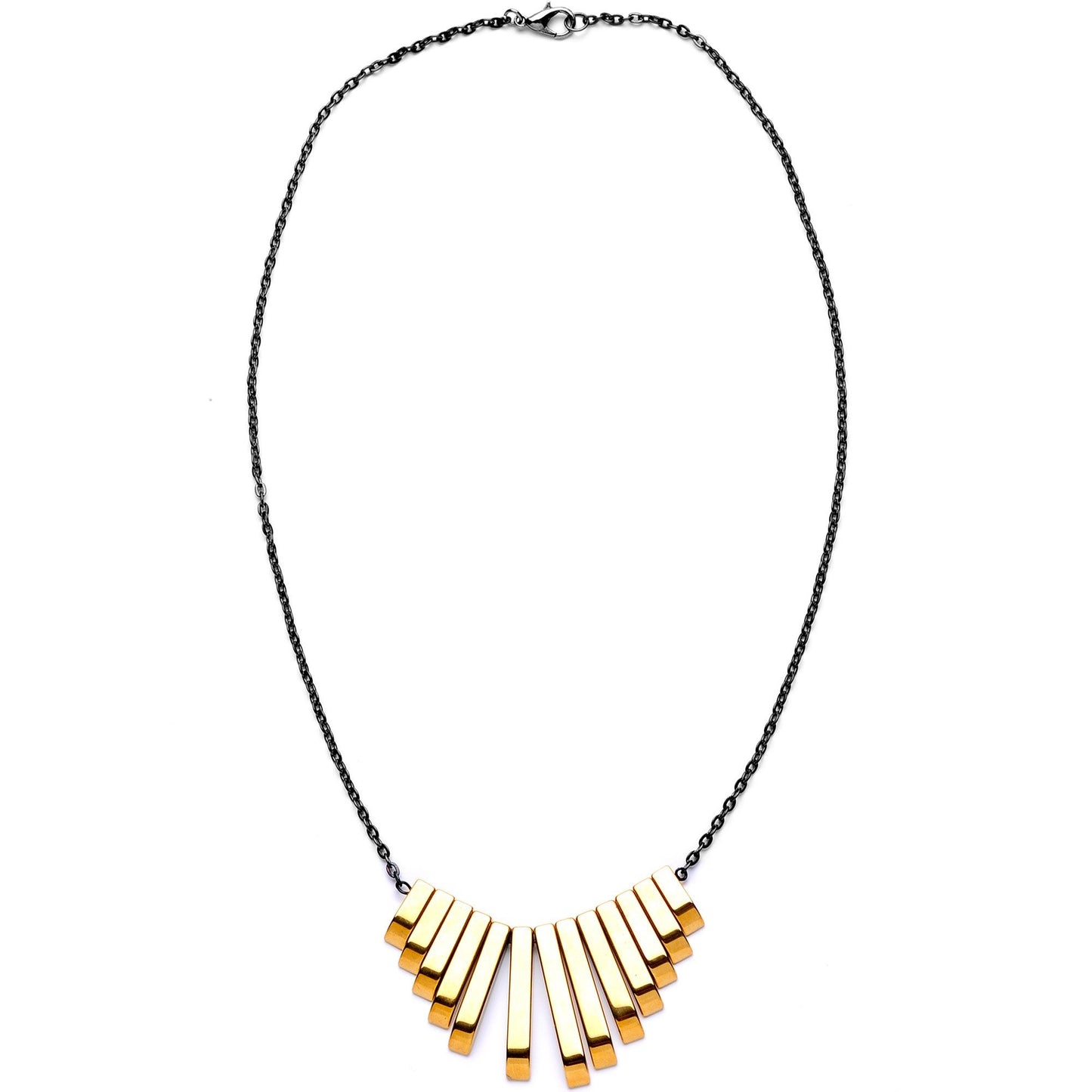 Handcrafted Natural Hematite Gunmetal Plated Chain Necklace